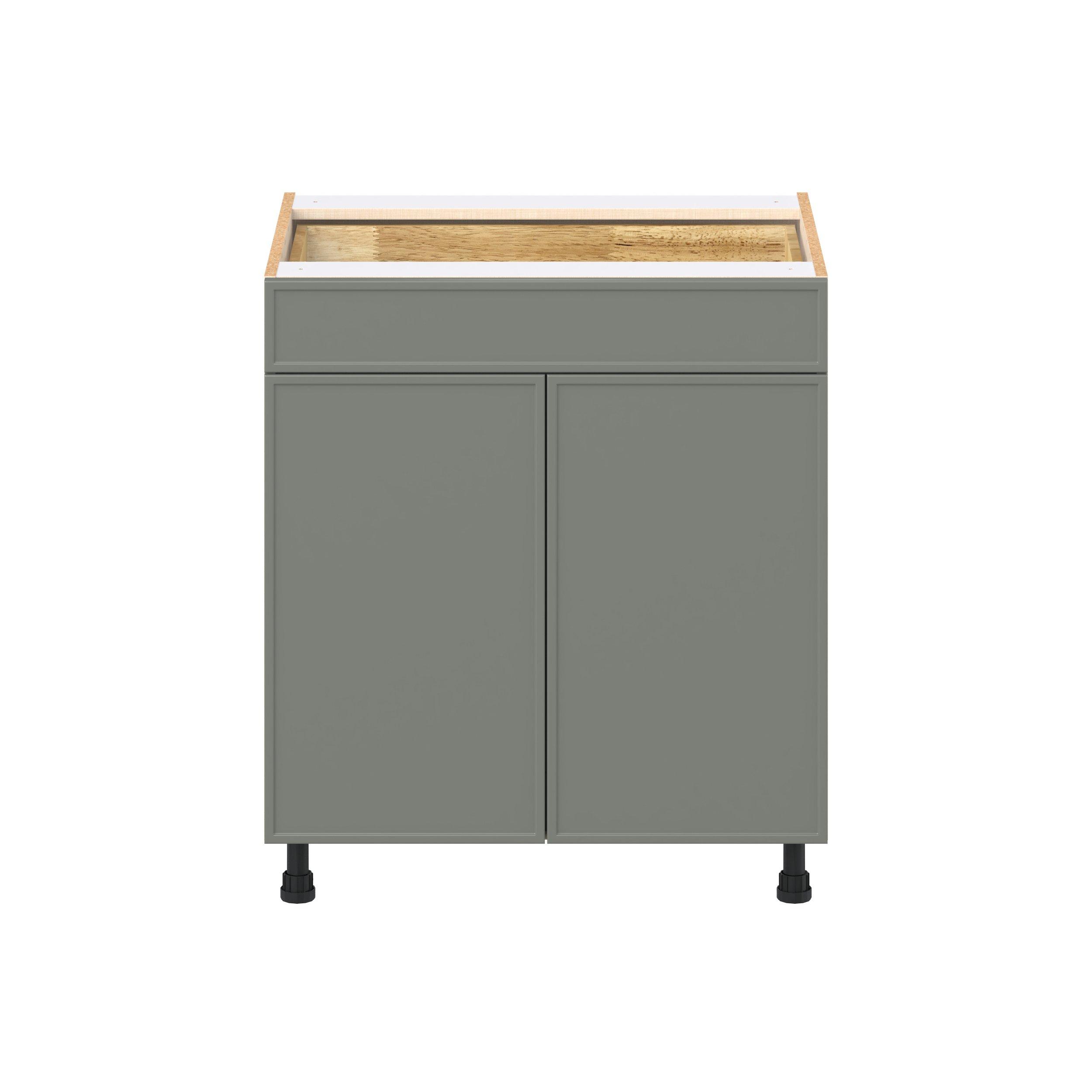 Linden 30 in. Painted Moss Green Door and Drawer Base Cabinet