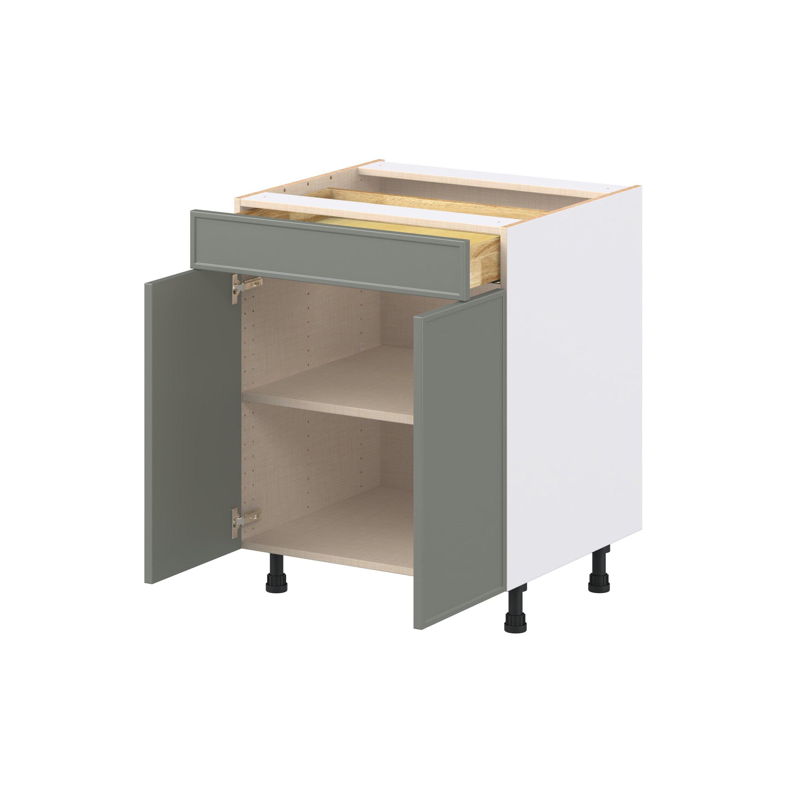 Linden 27 in. Painted Moss Green Door and Drawer Base Cabinet