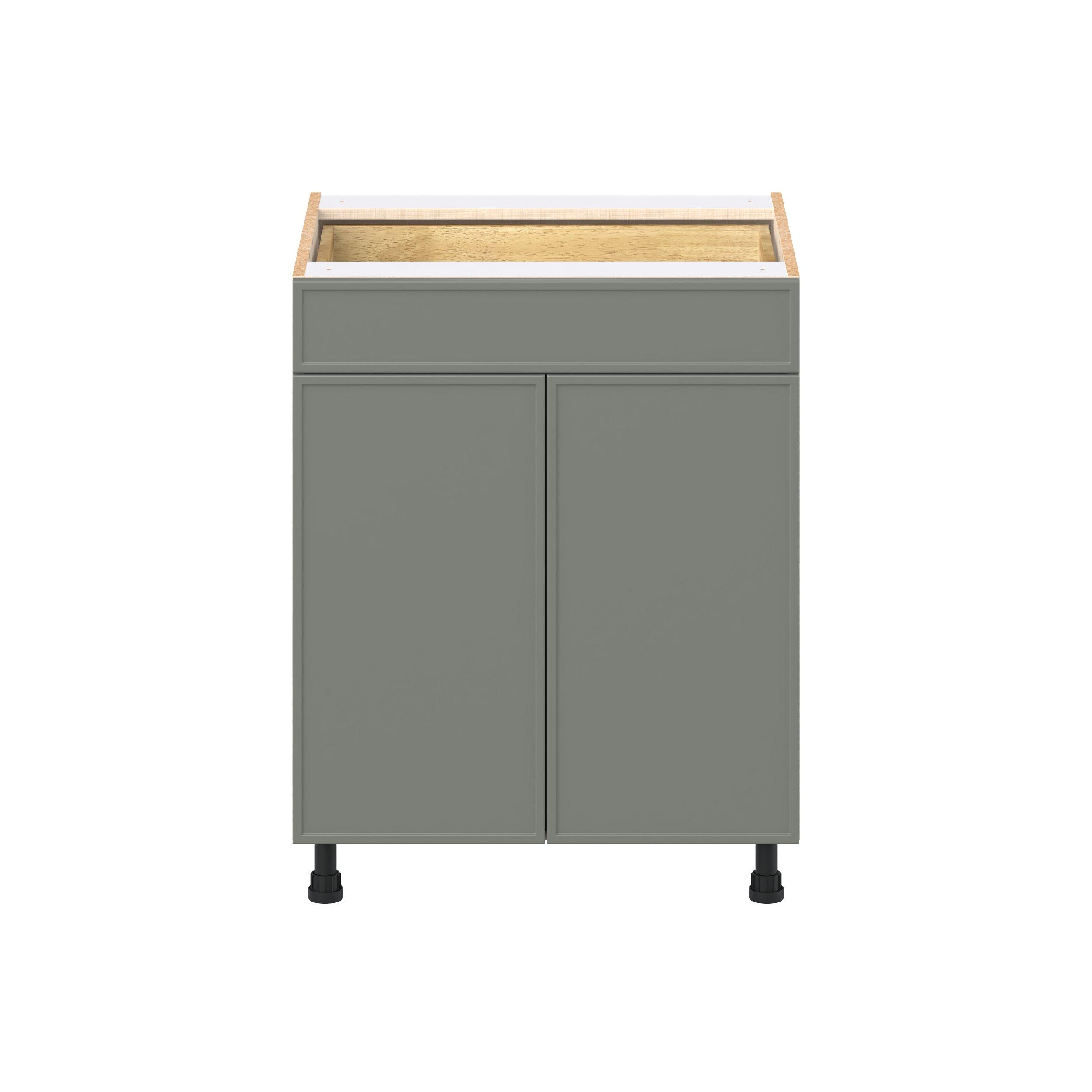 Linden 27 in. Painted Moss Green Door and Drawer Base Cabinet