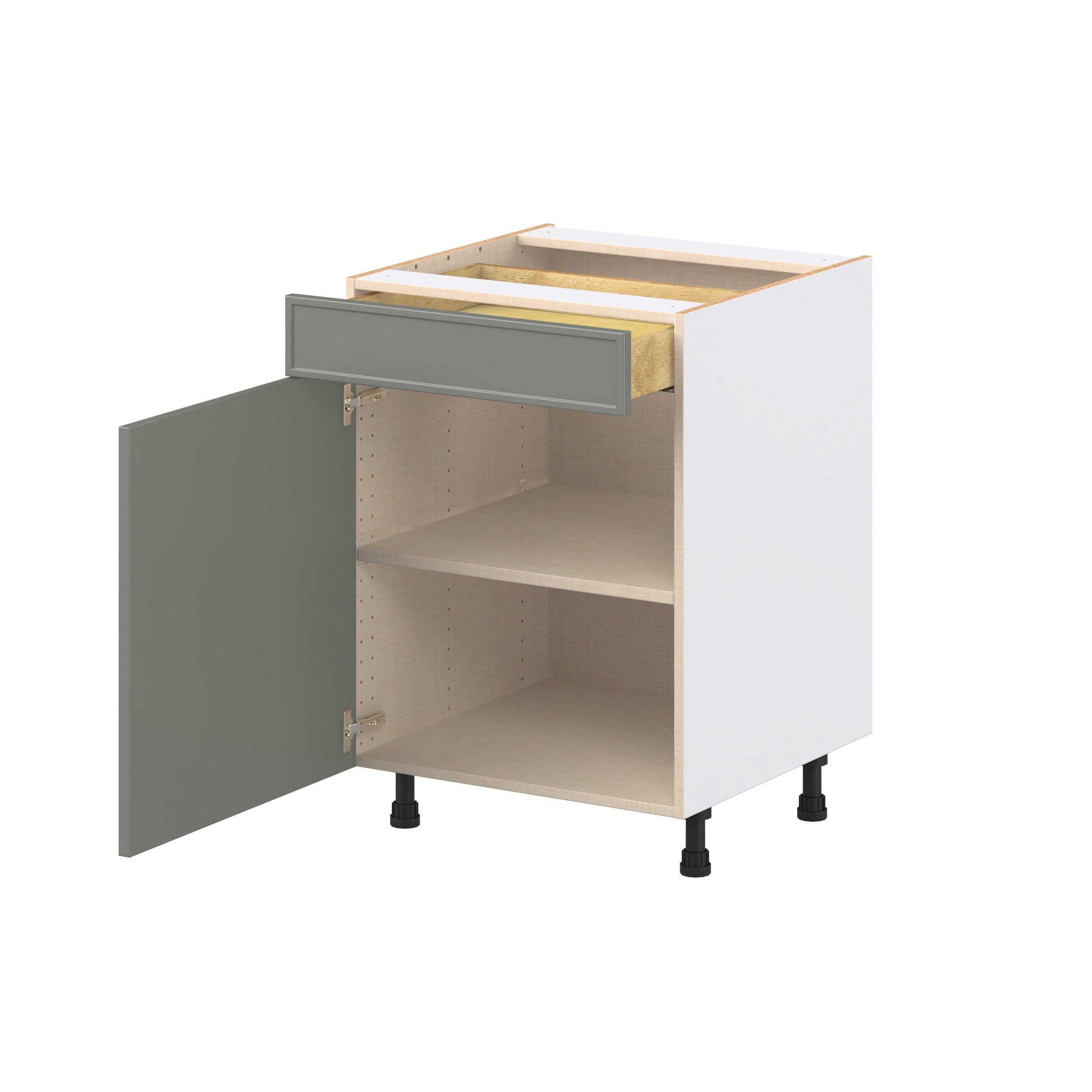 Linden 24 in. Painted Moss Green Door and Drawer Base Cabinet