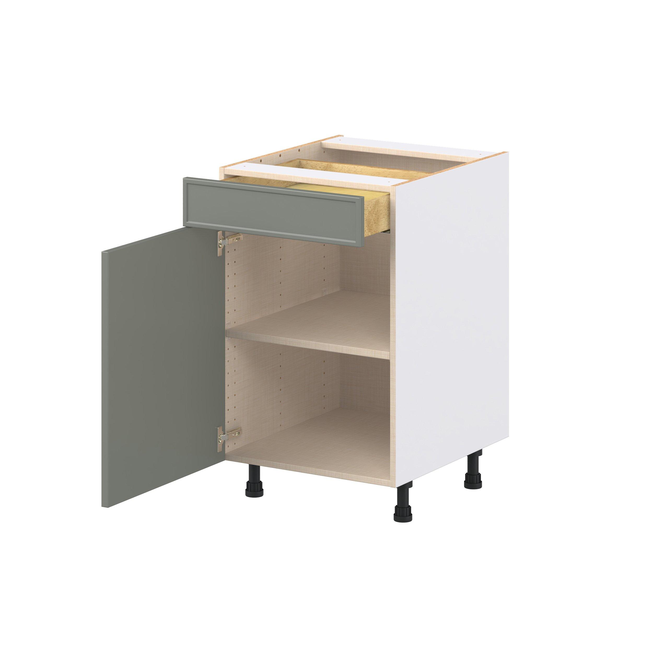 Linden 21 in. Painted Moss Green Door and Drawer Base Cabinet