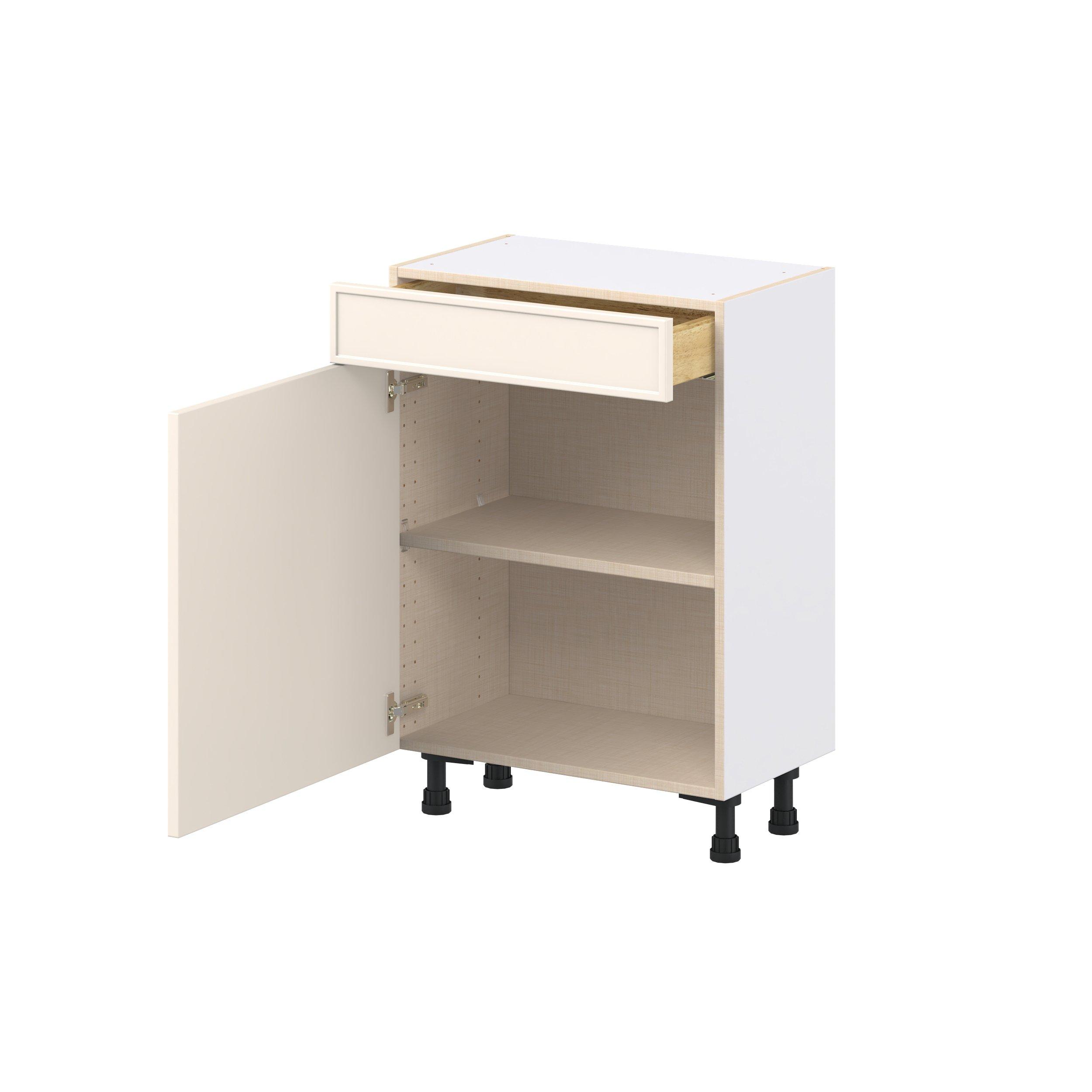 Linden 24 in. Painted Washed Linen Shallow Base Cabinet