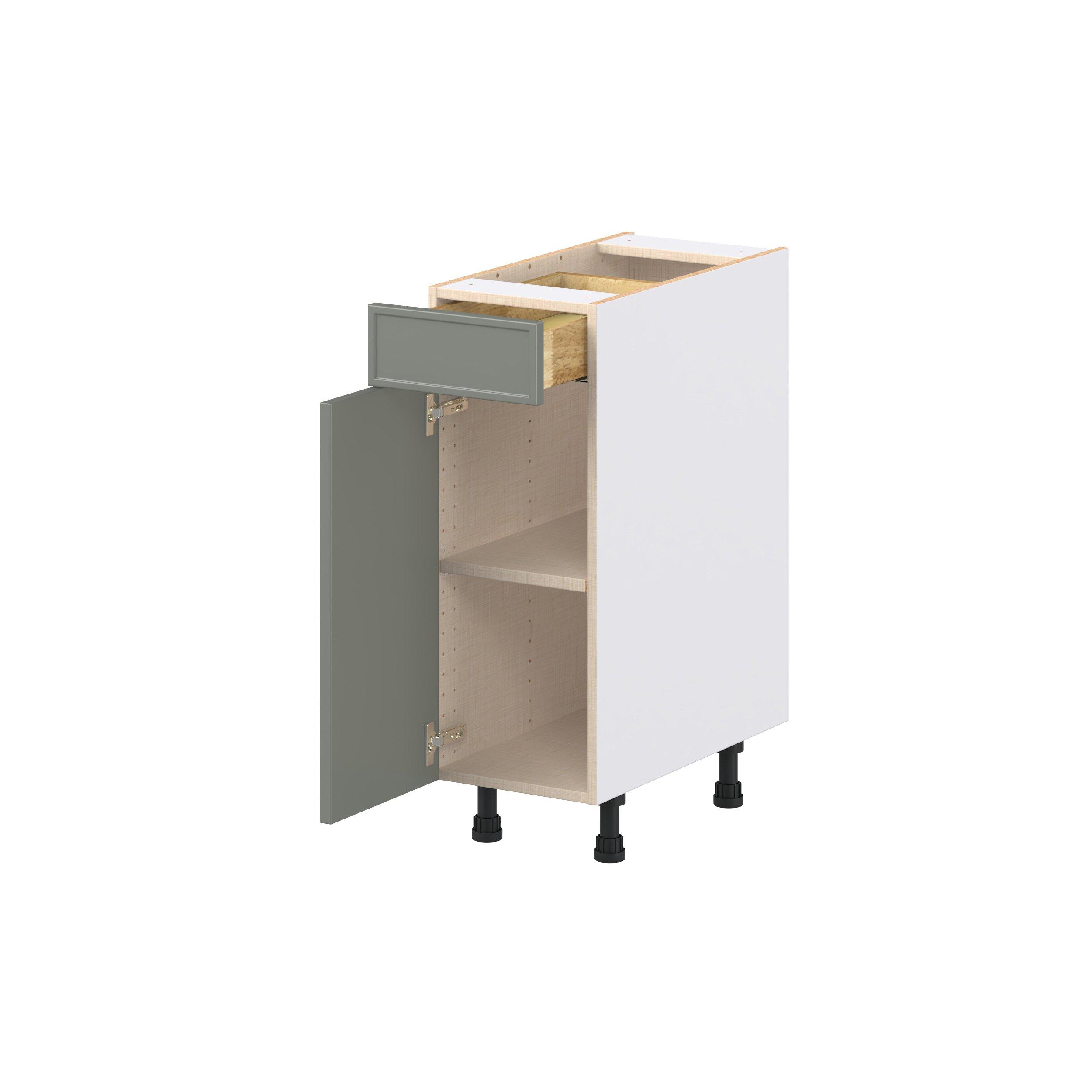 Linden 12 in. Painted Moss Green Door and Drawer Base Cabinet