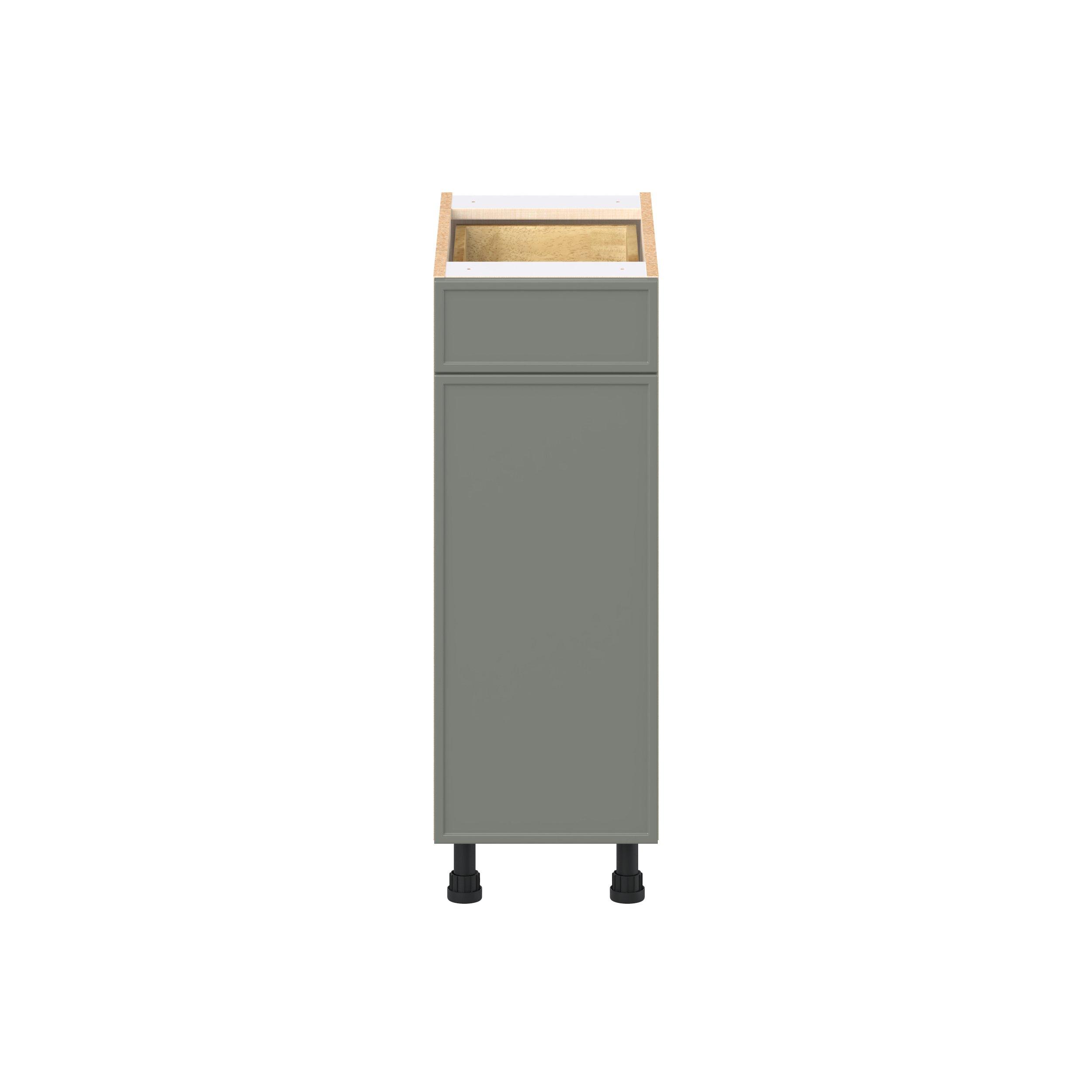 Linden 12 in. Painted Moss Green Door and Drawer Base Cabinet