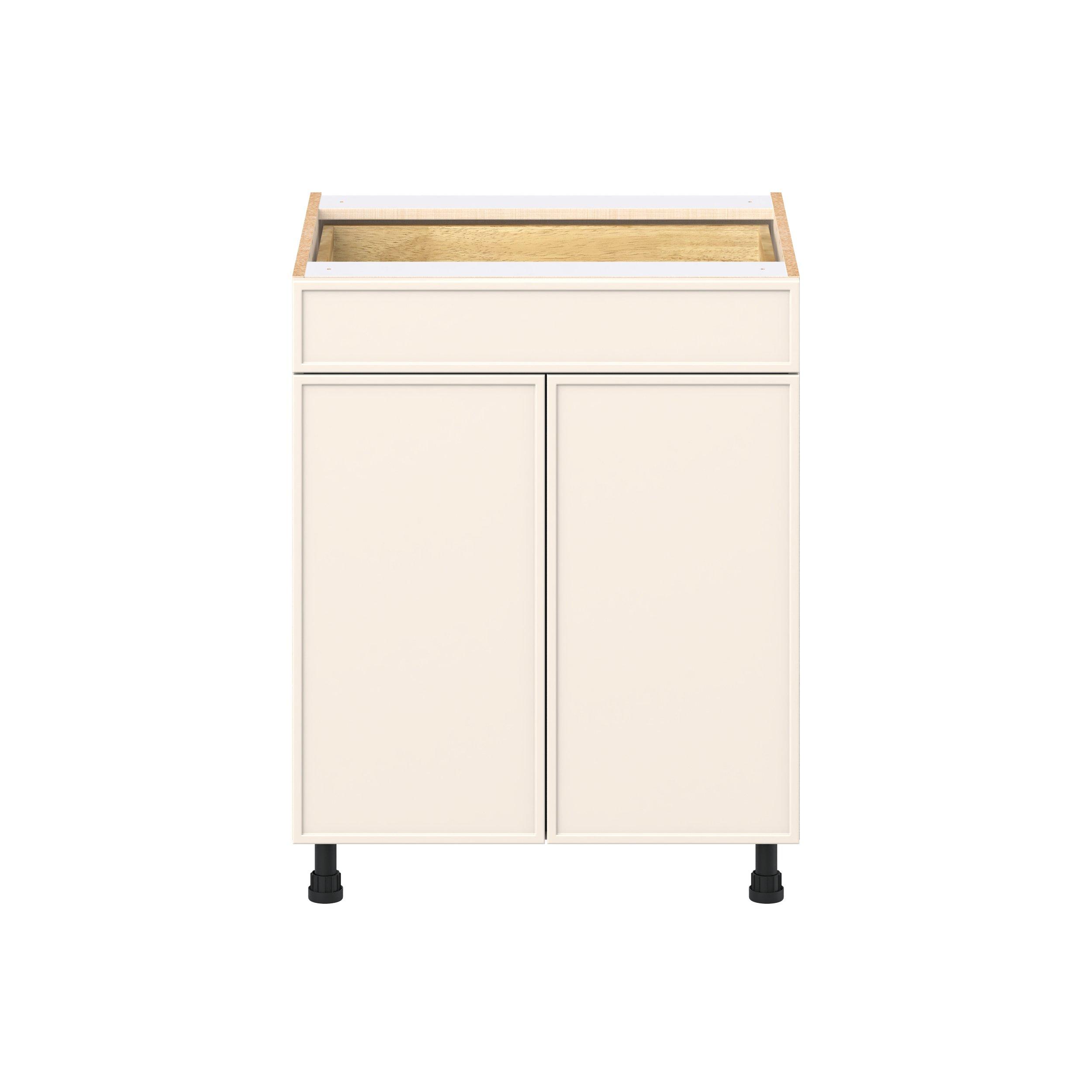Linden 27 in. Painted Washed Linen Door and Drawer Base Cabinet