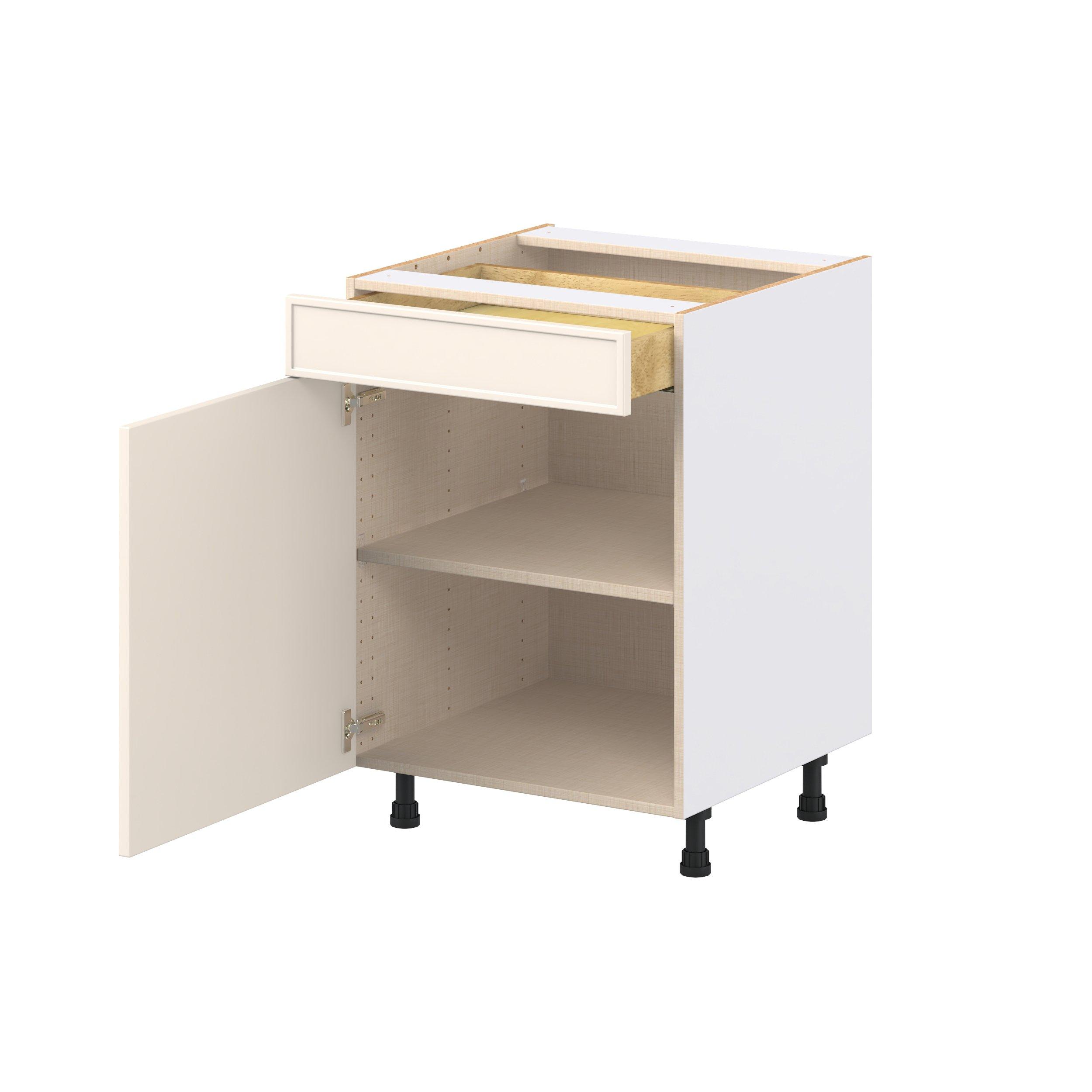 Linden 24 in. Painted Washed Linen Door and Drawer Base Cabinet