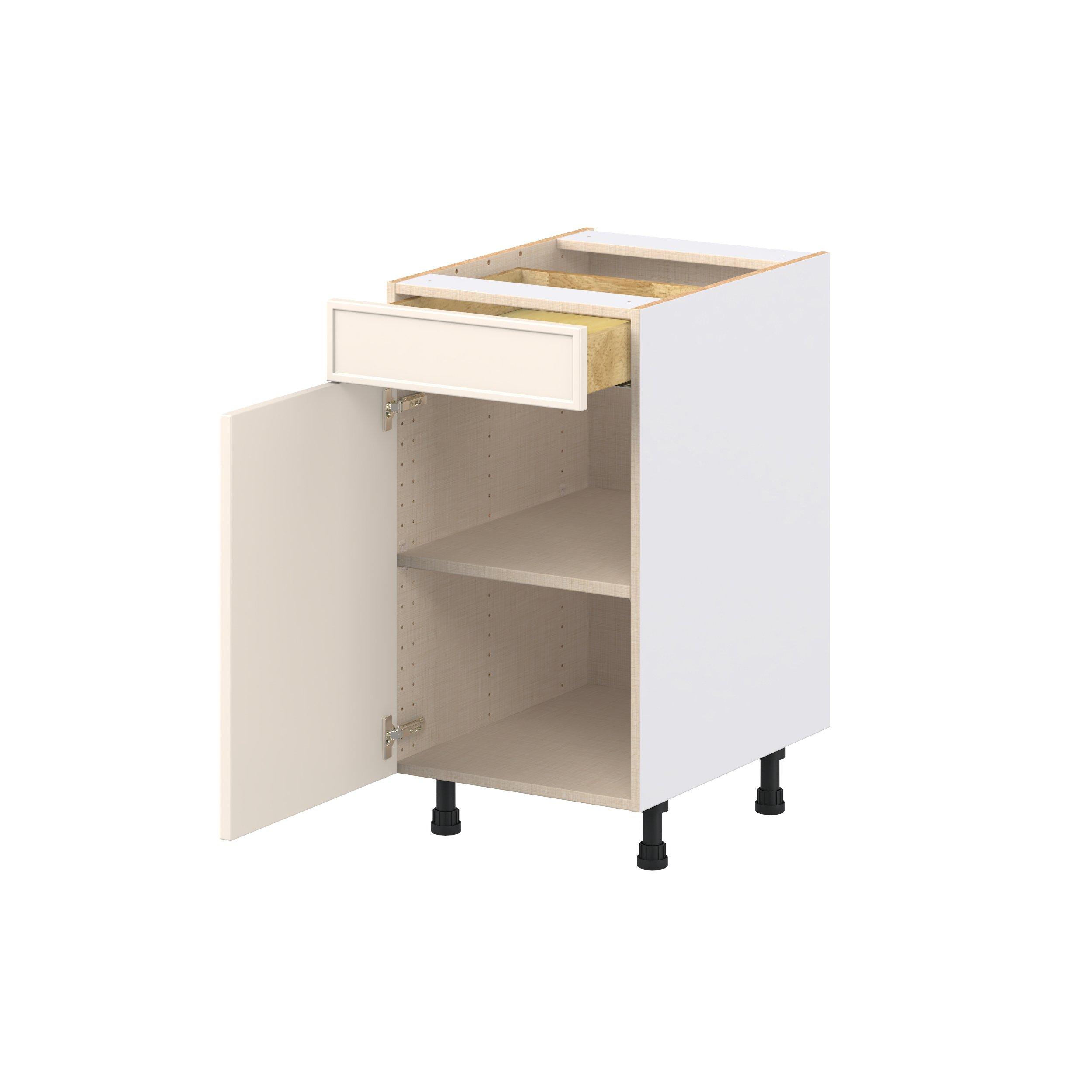 Linden 18 in. Painted Washed Linen Door and Drawer Base Cabinet