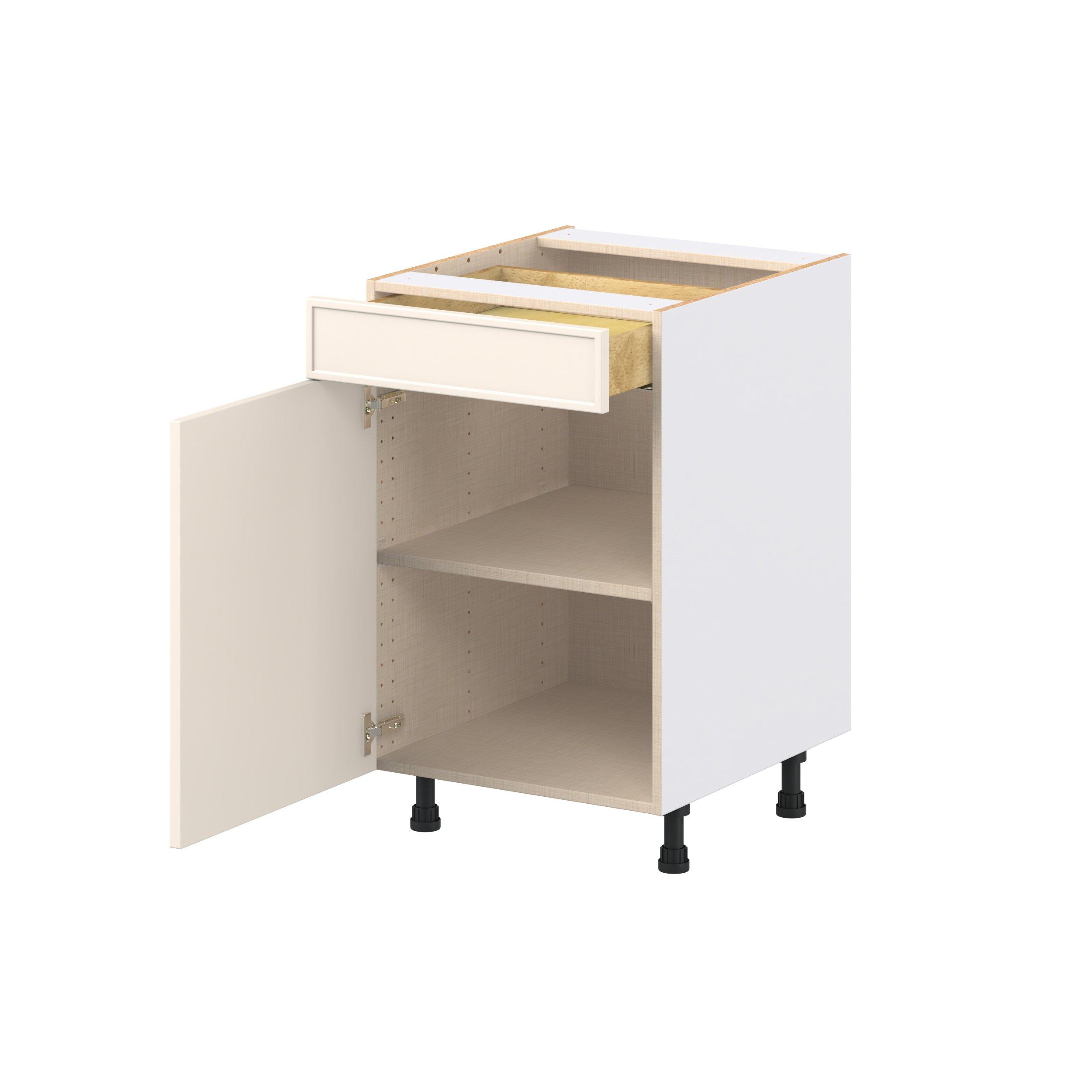 Linden 21 in. Painted Washed Linen Door and Drawer Base Cabinet