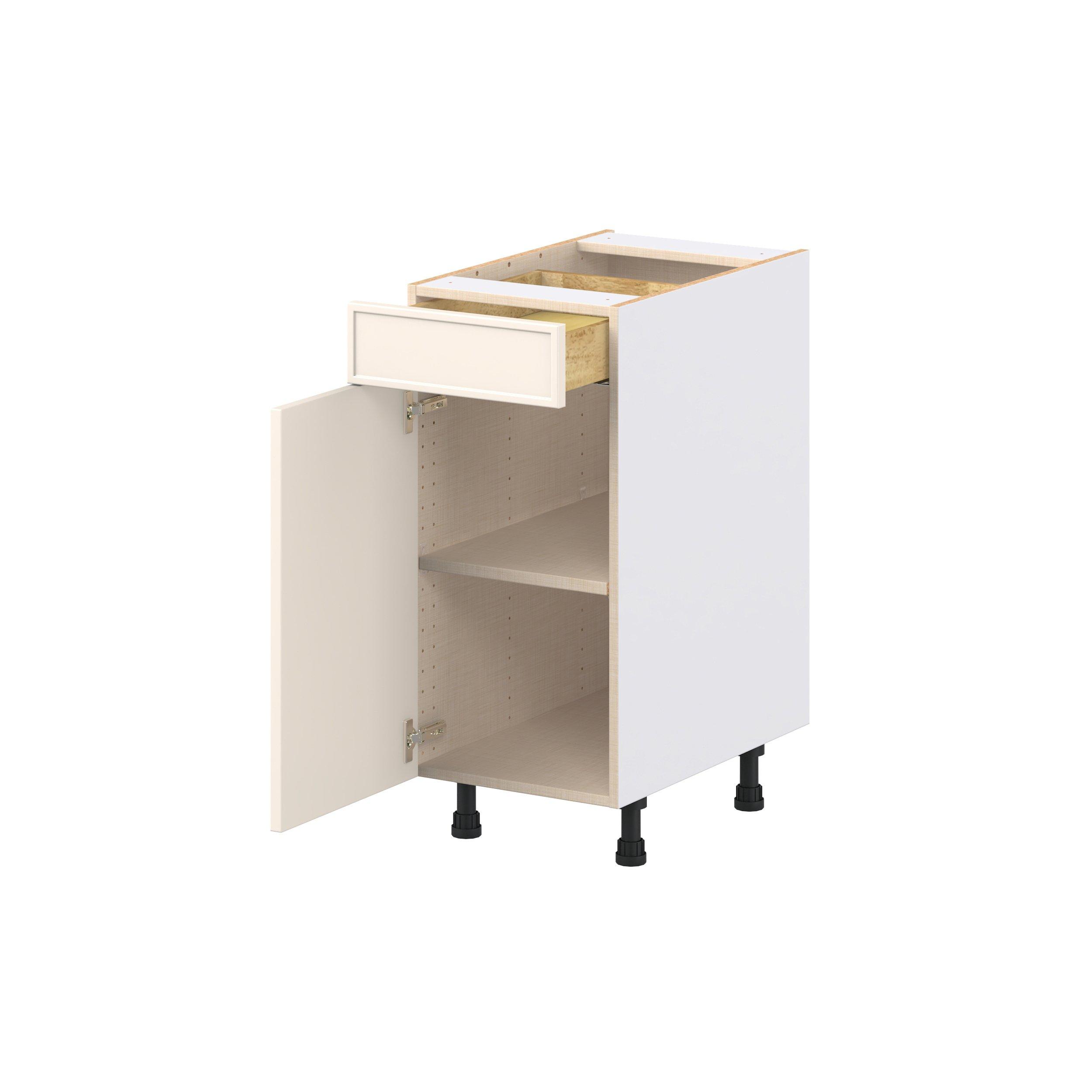 Linden 15 in. Painted Washed Linen Door and Drawer Base Cabinet