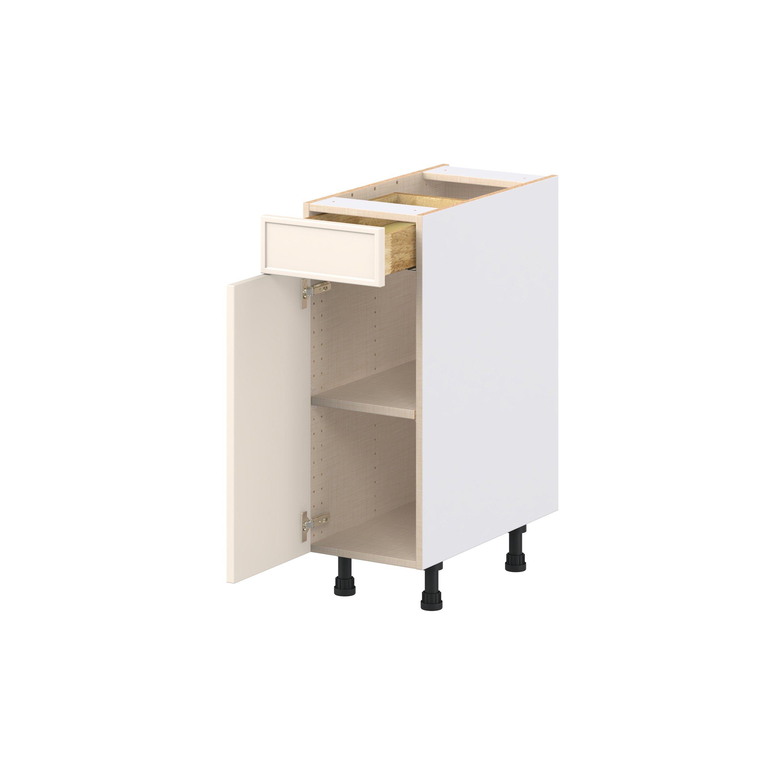 Linden 12 in. Painted Washed Linen Door and Drawer Base Cabinet
