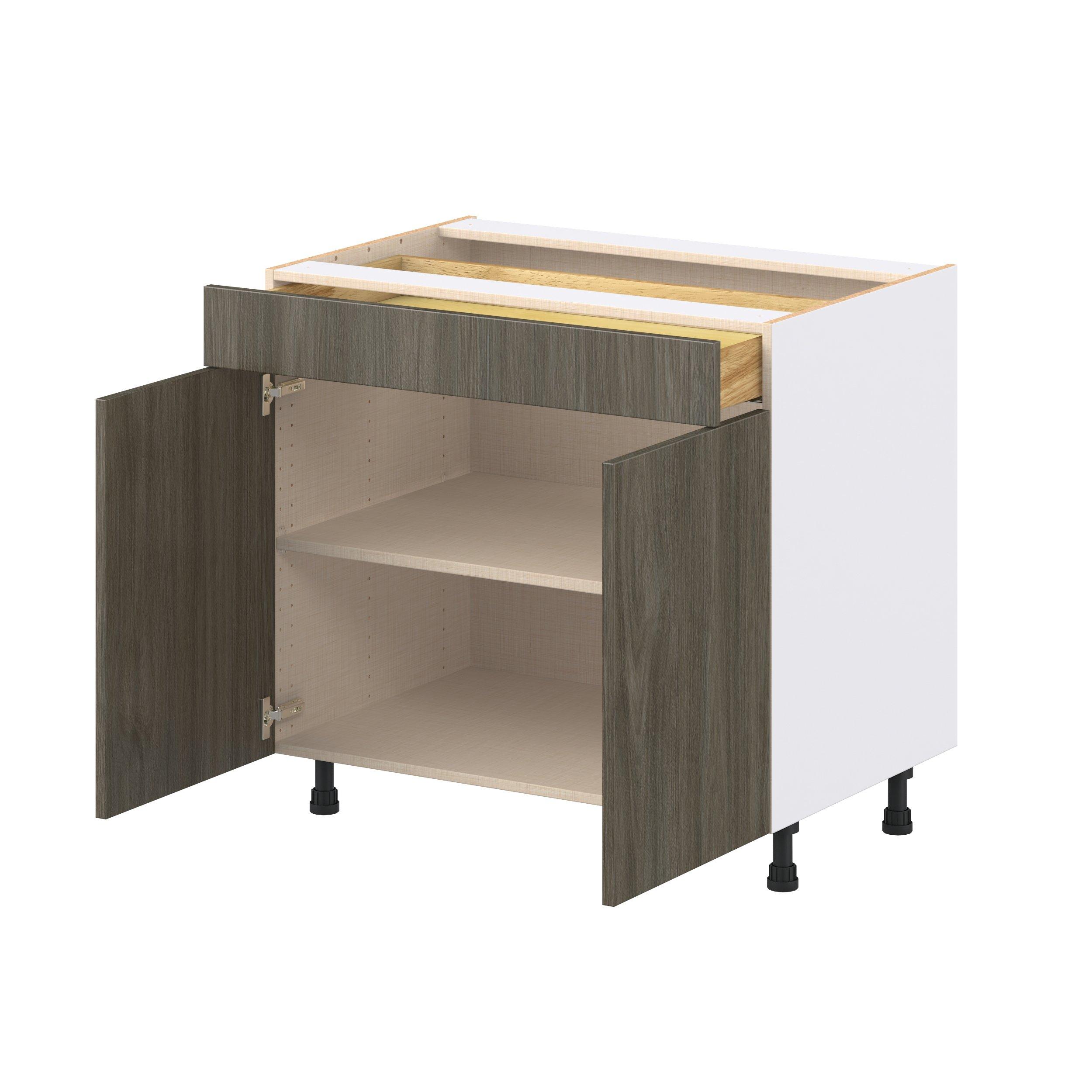 Glenwood 36 in. Burnt Walnut Door and Drawer Base Cabinet