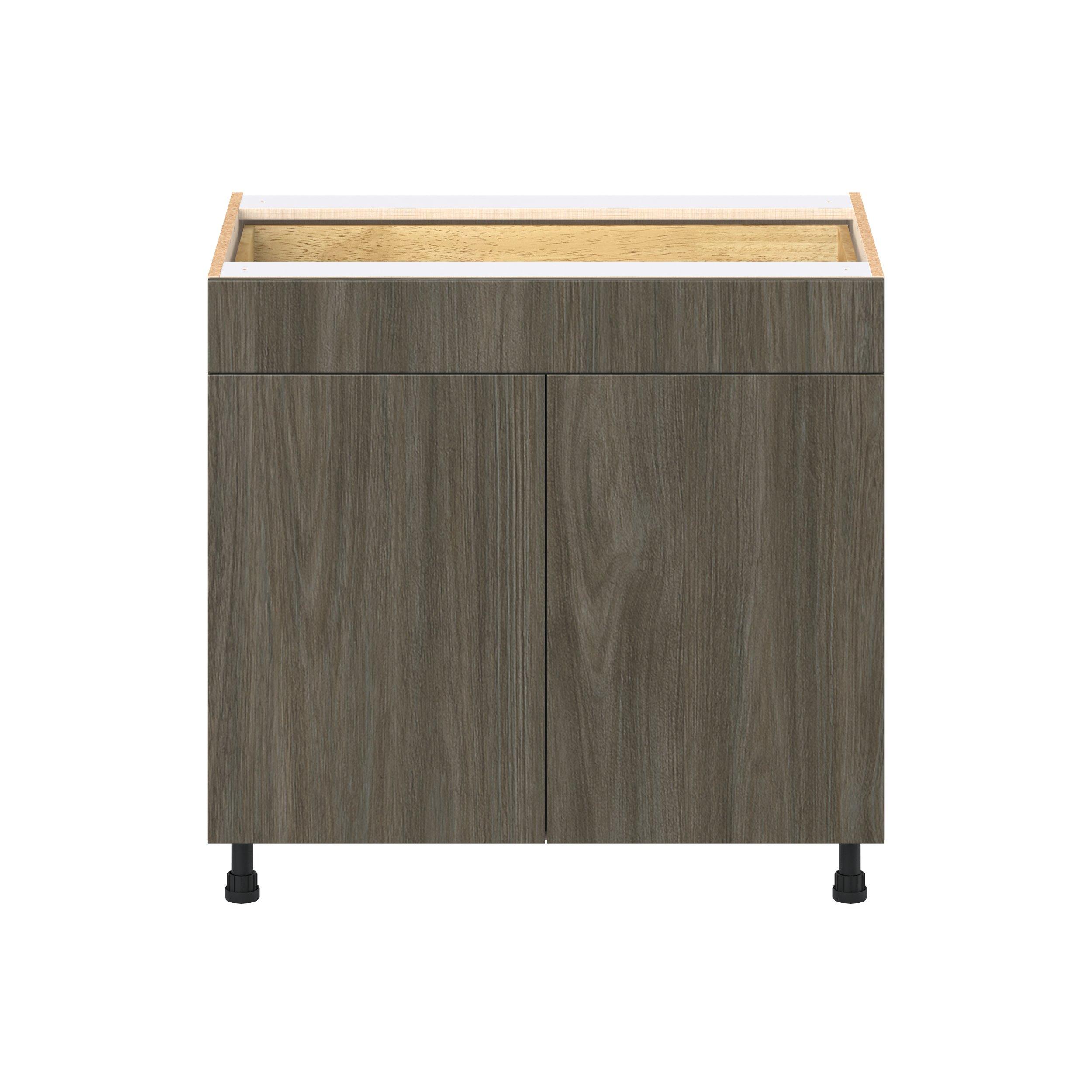 Glenwood 36 in. Burnt Walnut Door and Drawer Base Cabinet