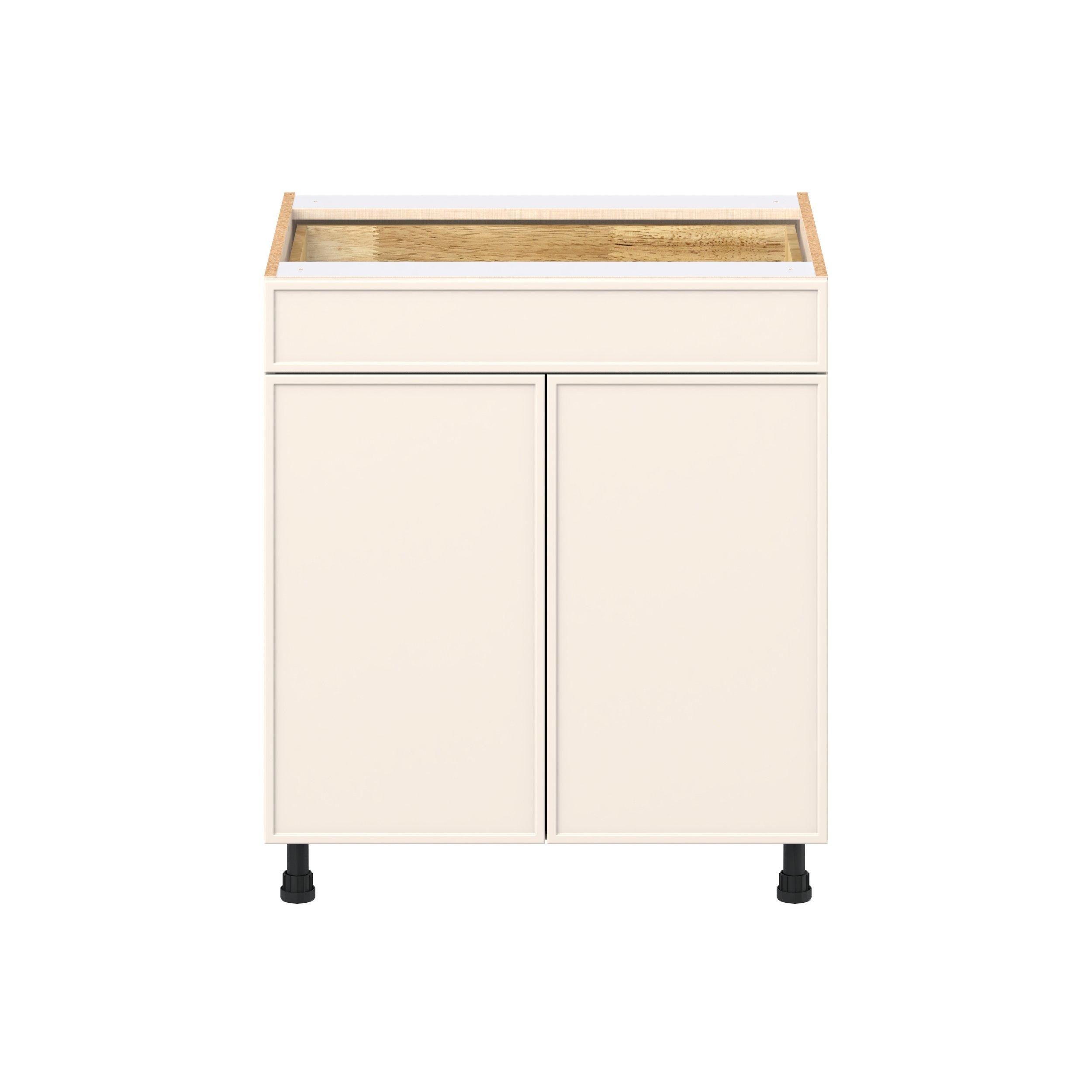 Linden 30 in. Painted Washed Linen Door and Drawer Base Cabinet