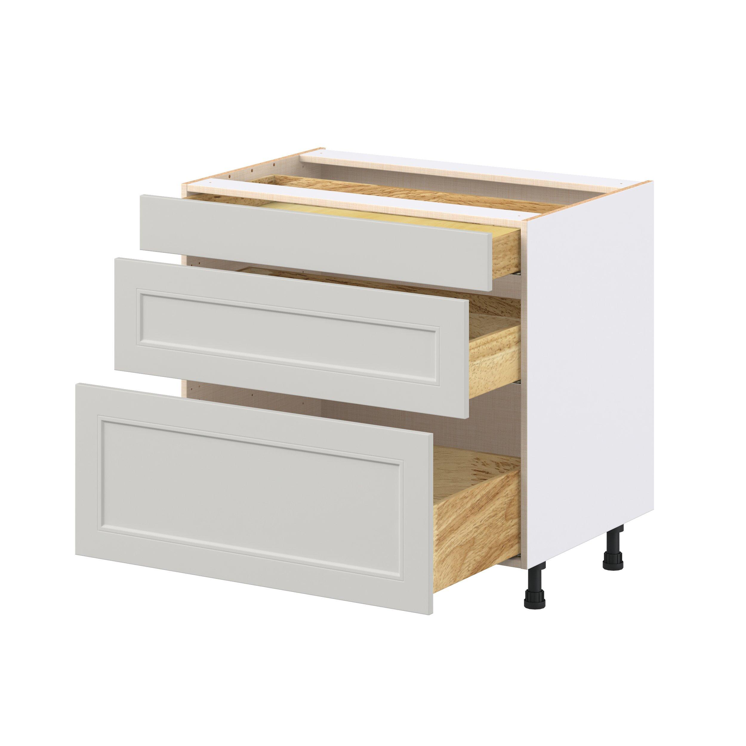 Lenox 36 in. Painted Light Gray Drawer Base Cabinet