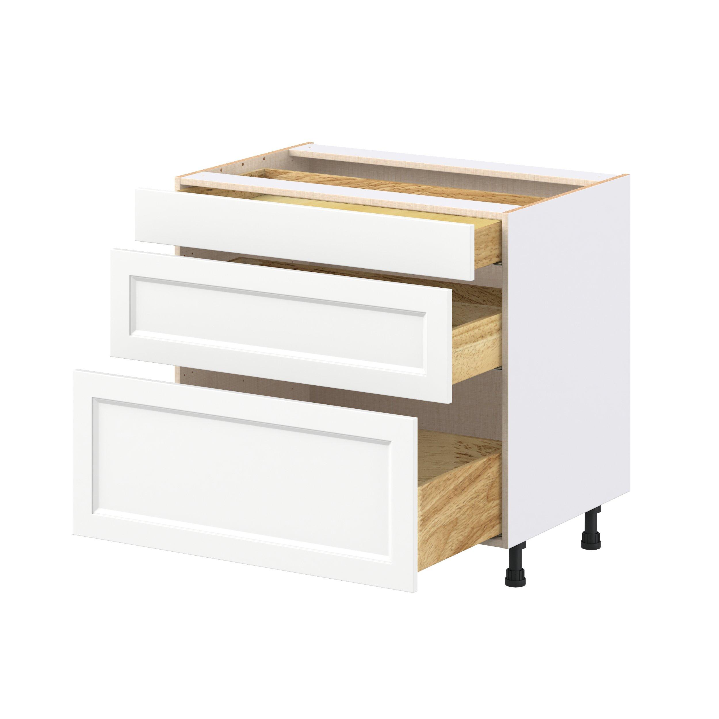 Peachtree 36 in. Painted Bright White Drawer Base Cabinet