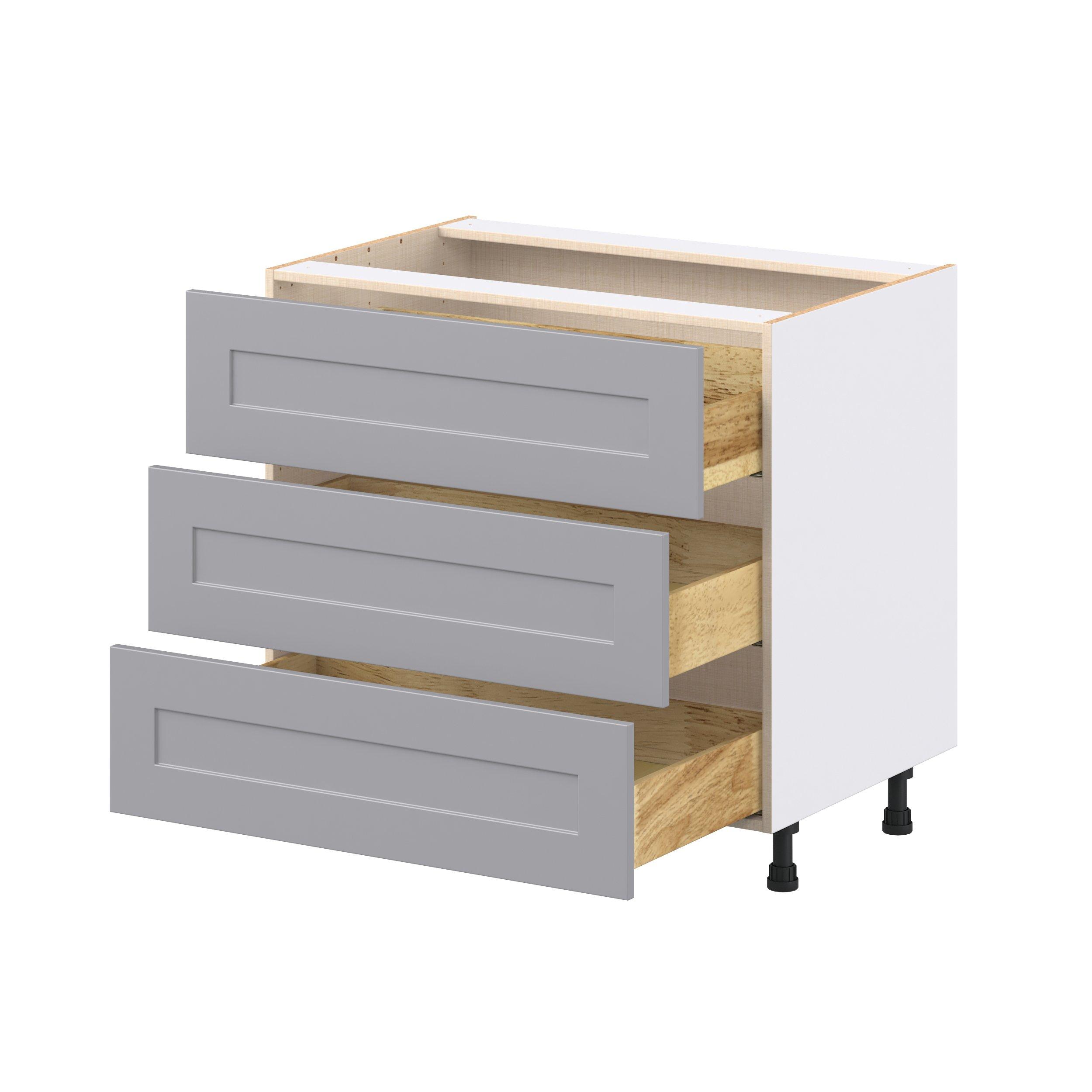 Candler 36 in. Painted Slate Gray Drawer Base Cabinet