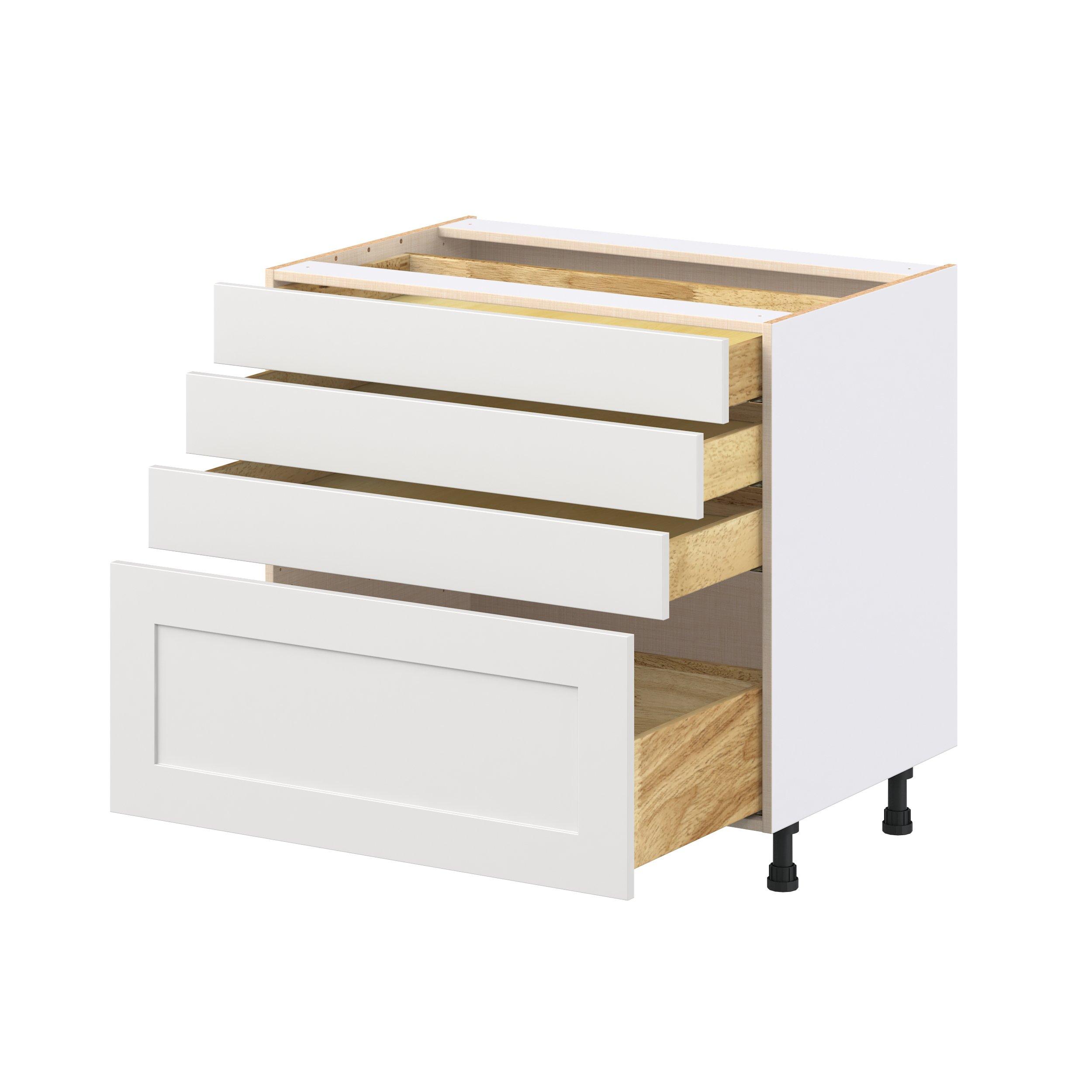 Candler 36 in. Painted Warm White Drawer Base Cabinet