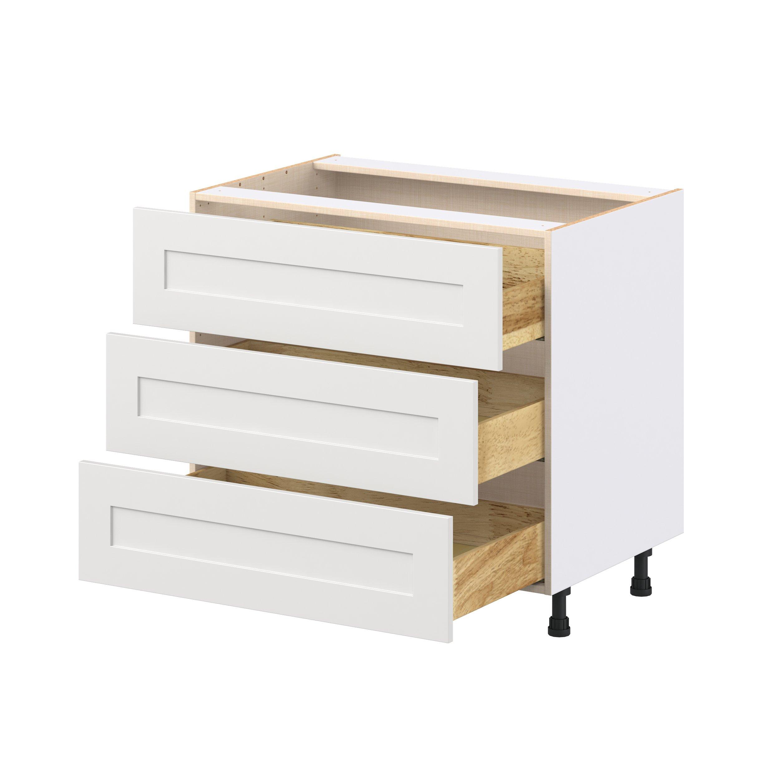 Candler 36 in. Painted Warm White Drawer Base Cabinet