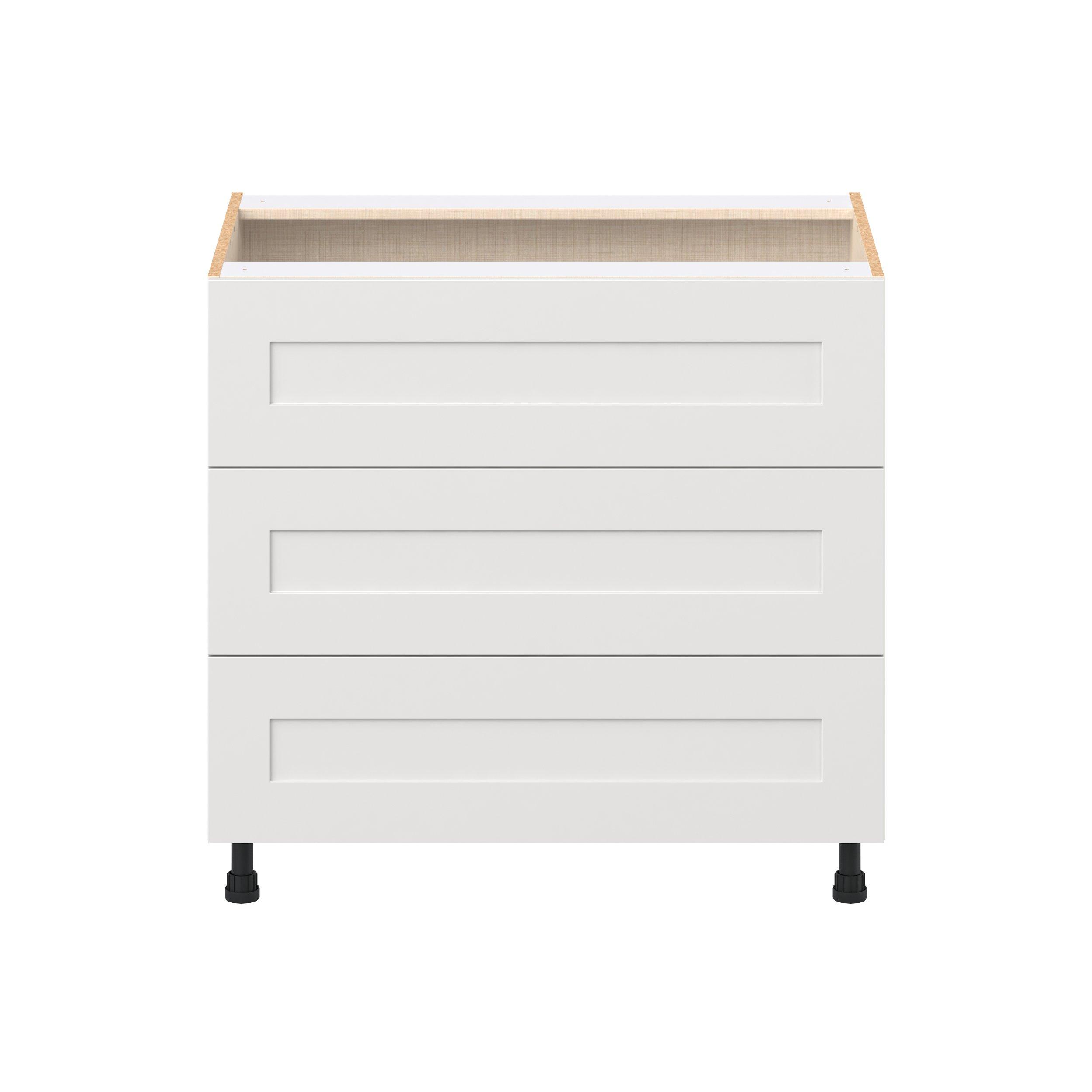Candler 36 in. Painted Warm White Drawer Base Cabinet