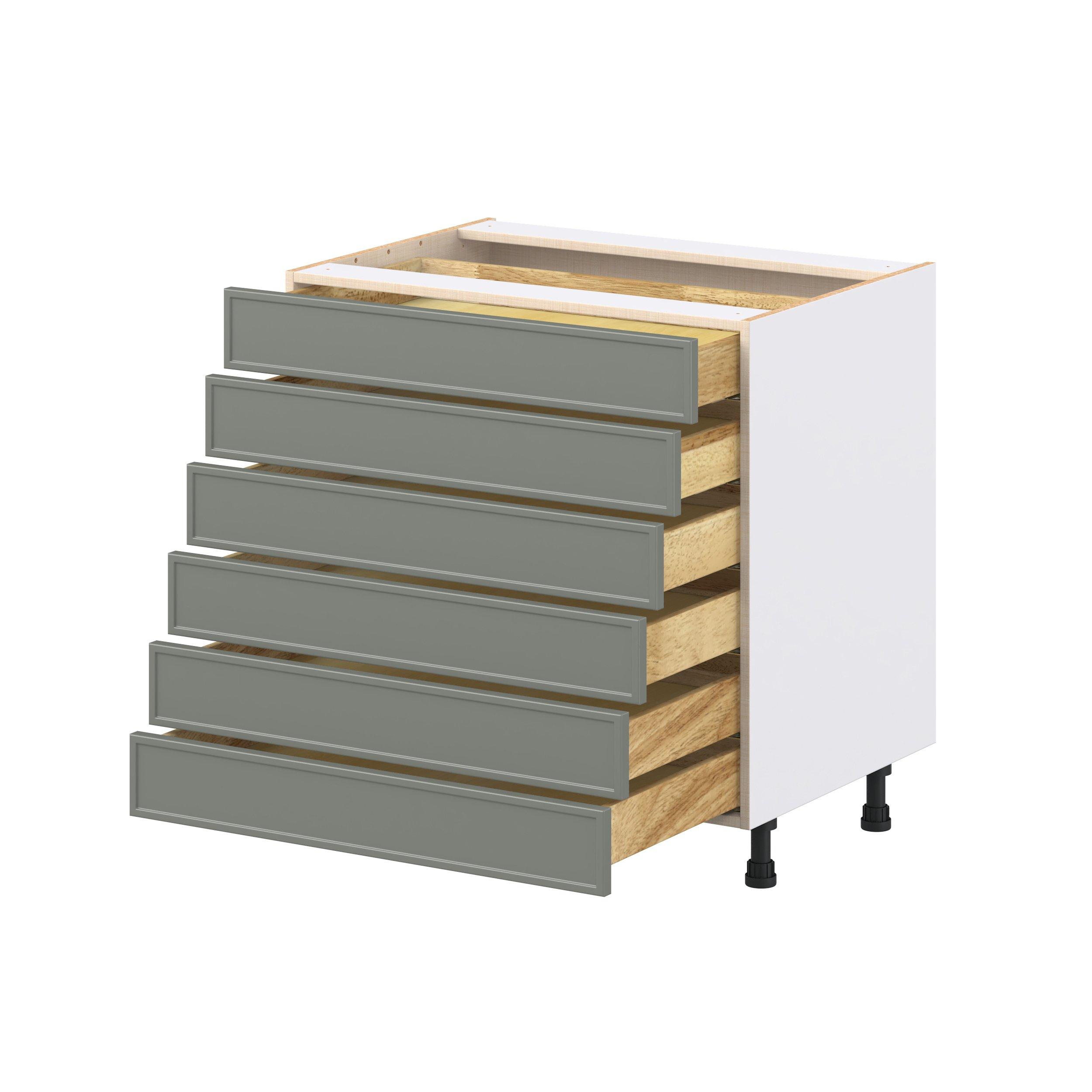 Linden 33 in. Painted Moss Green Drawer Base Cabinet
