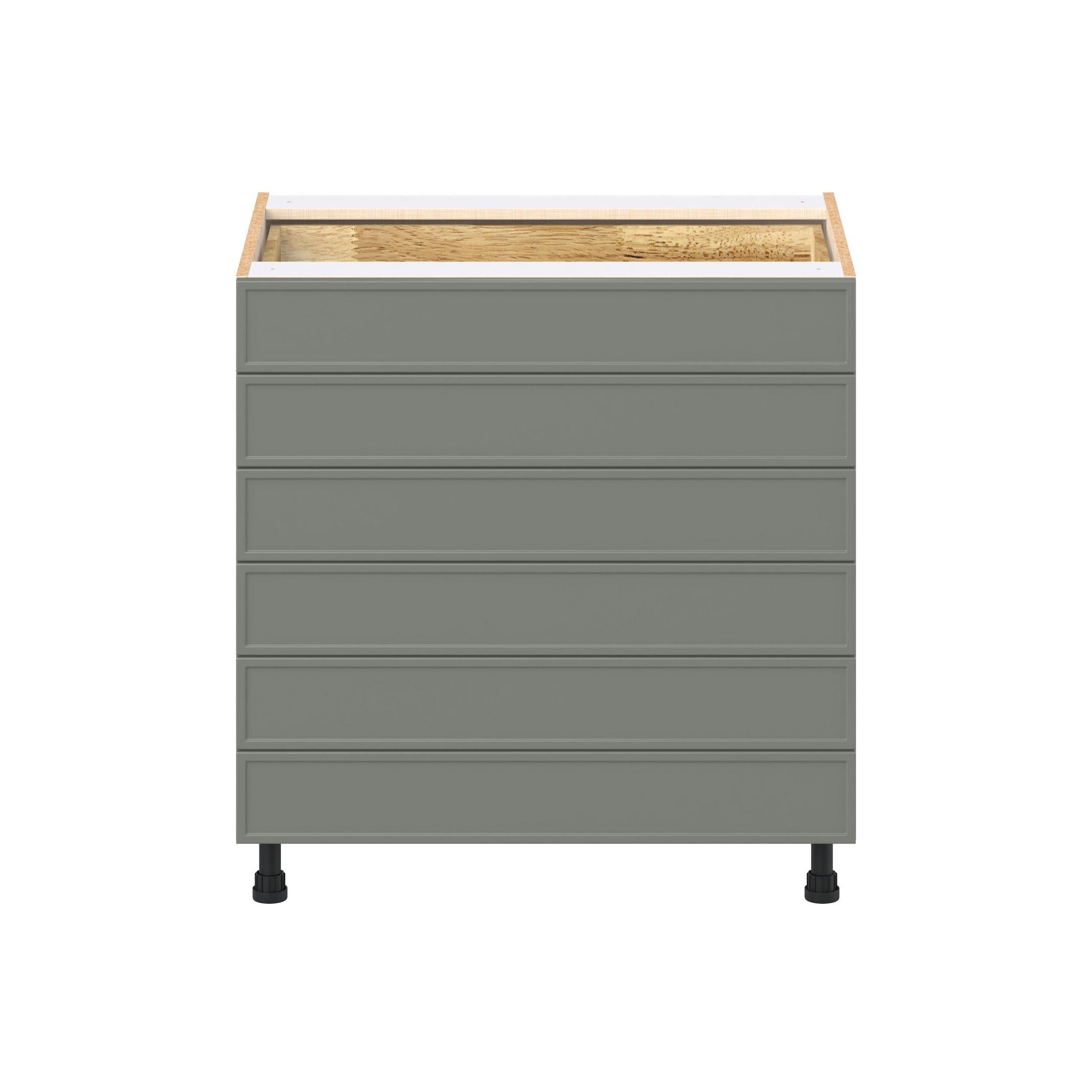 Linden 33 in. Painted Moss Green Drawer Base Cabinet
