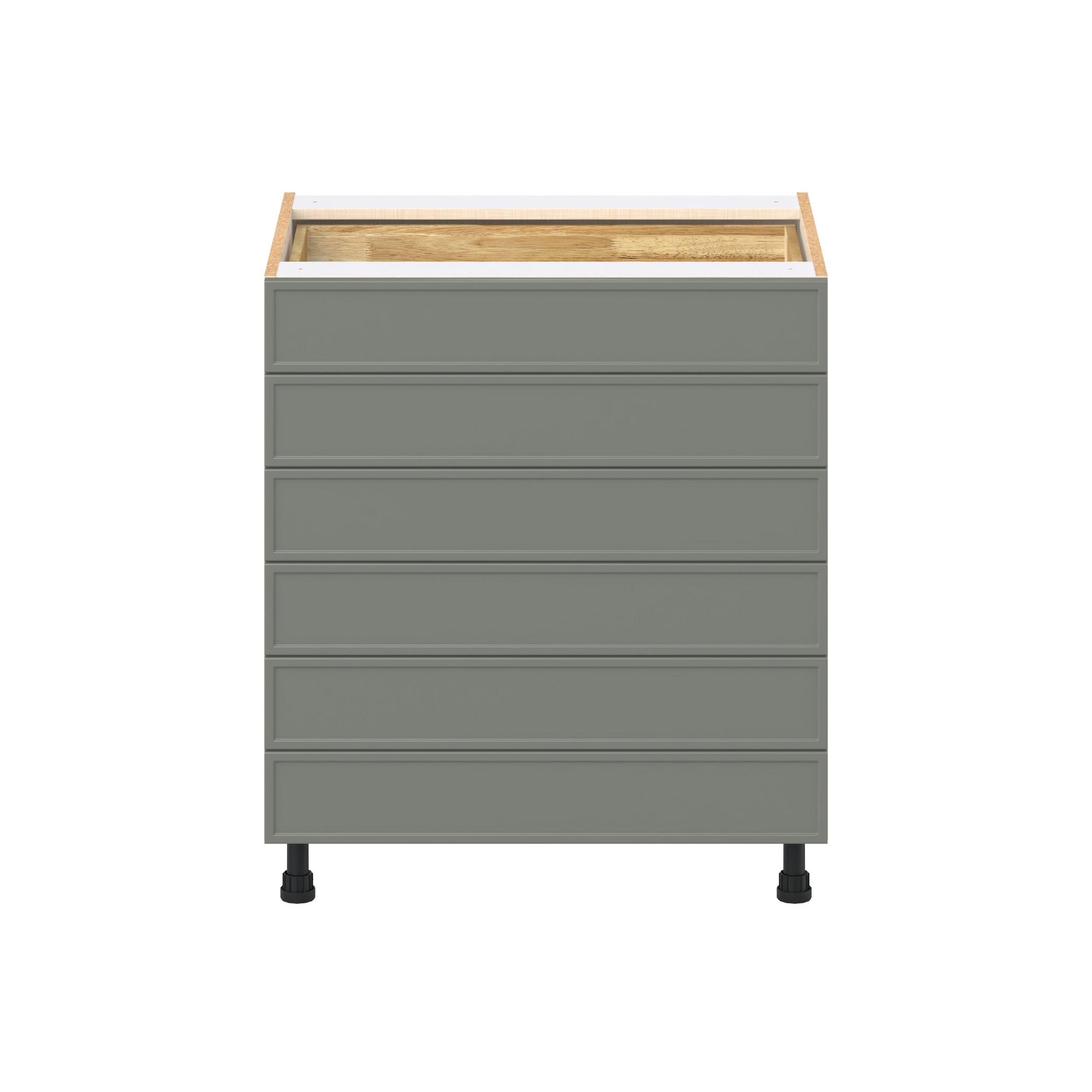Linden 30 in. Painted Moss Green Drawer Base Cabinet