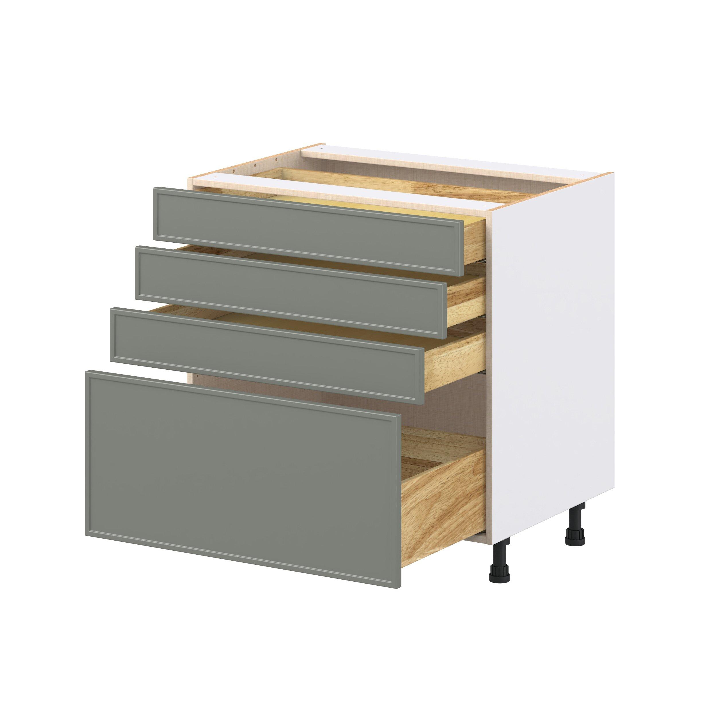 Linden 33 in. Painted Moss Green Drawer Base Cabinet