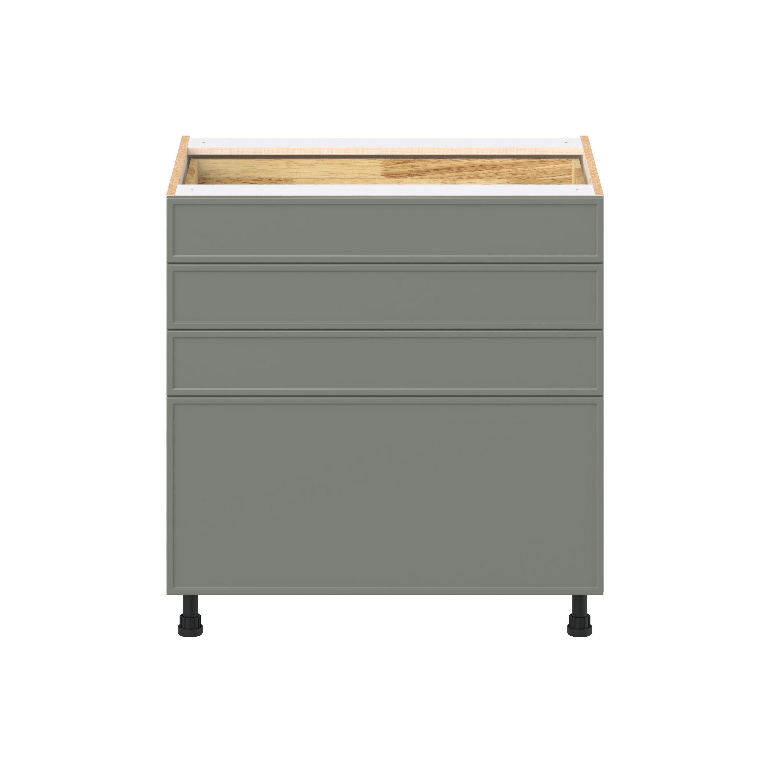 Linden 33 in. Painted Moss Green Drawer Base Cabinet