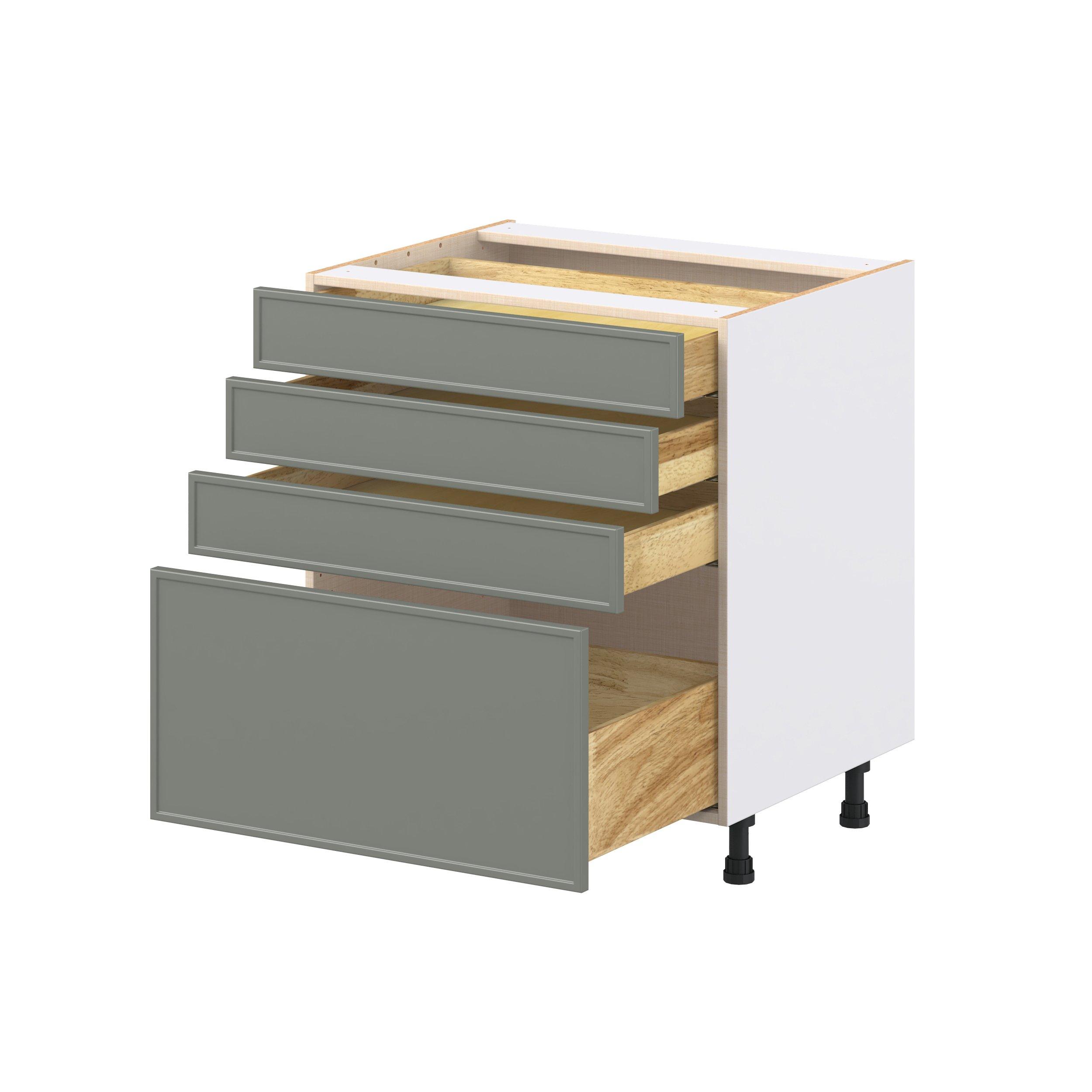 Linden 30 in. Painted Moss Green Drawer Base Cabinet