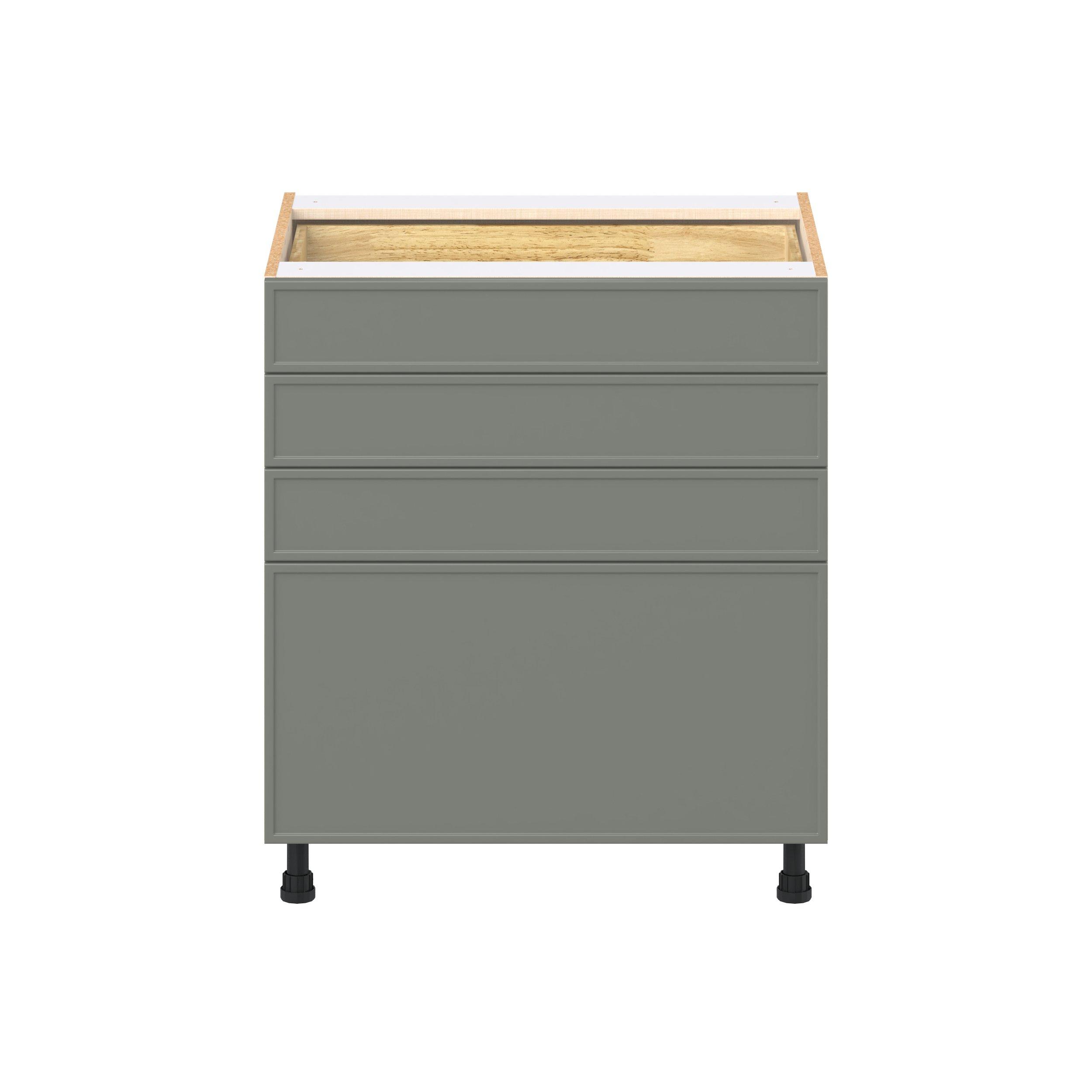 Linden 30 in. Painted Moss Green Drawer Base Cabinet