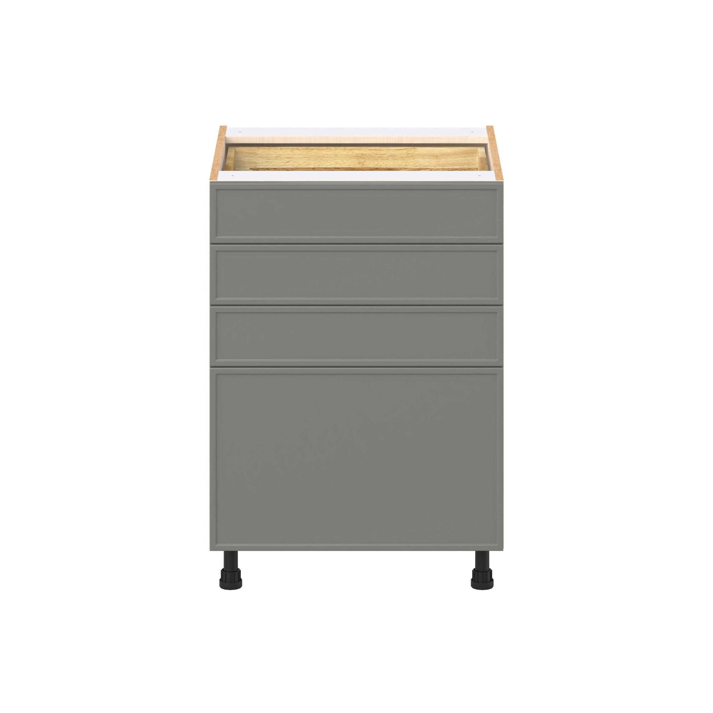 Linden 24 in. Painted Moss Green Drawer Base Cabinet