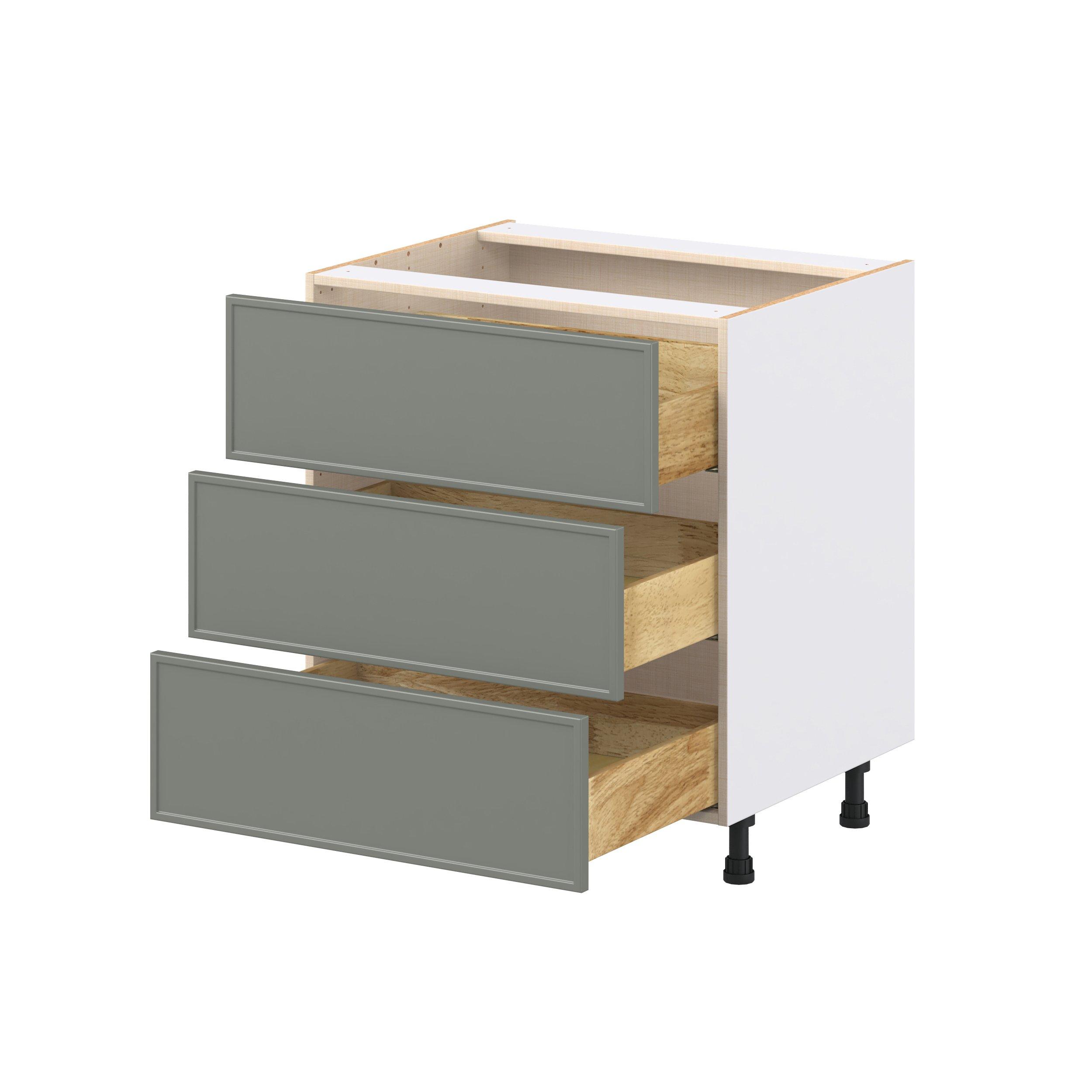Linden 30 in. Painted Moss Green Drawer Base Cabinet