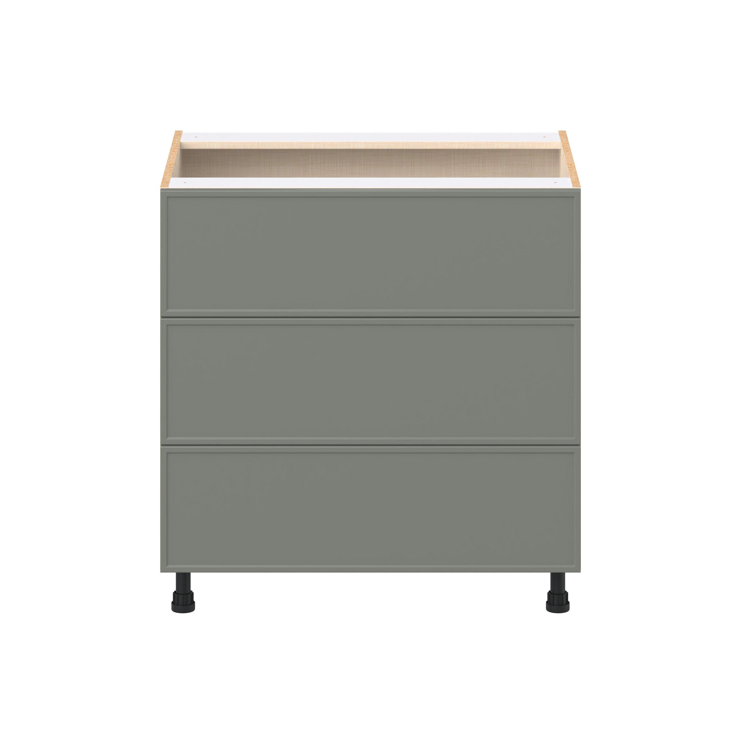 Linden 33 in. Painted Moss Green Drawer Base Cabinet