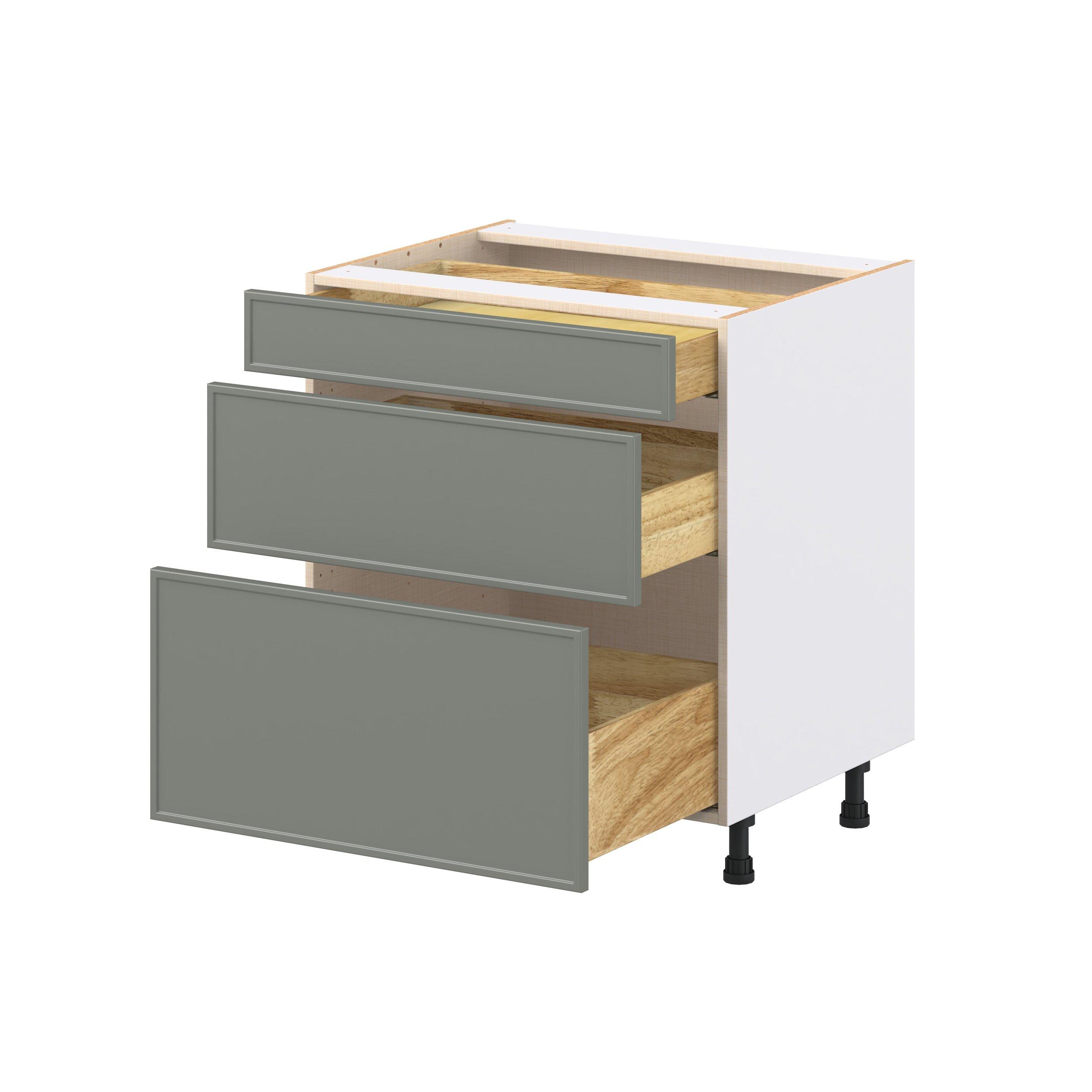 Linden 30 in. Painted Moss Green Drawer Base Cabinet