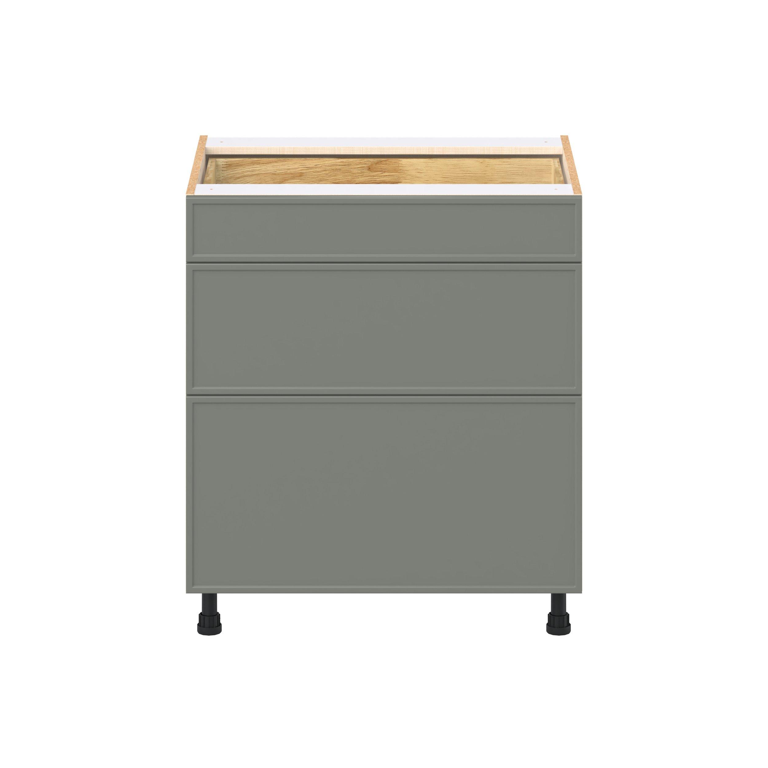 Linden 30 in. Painted Moss Green Drawer Base Cabinet