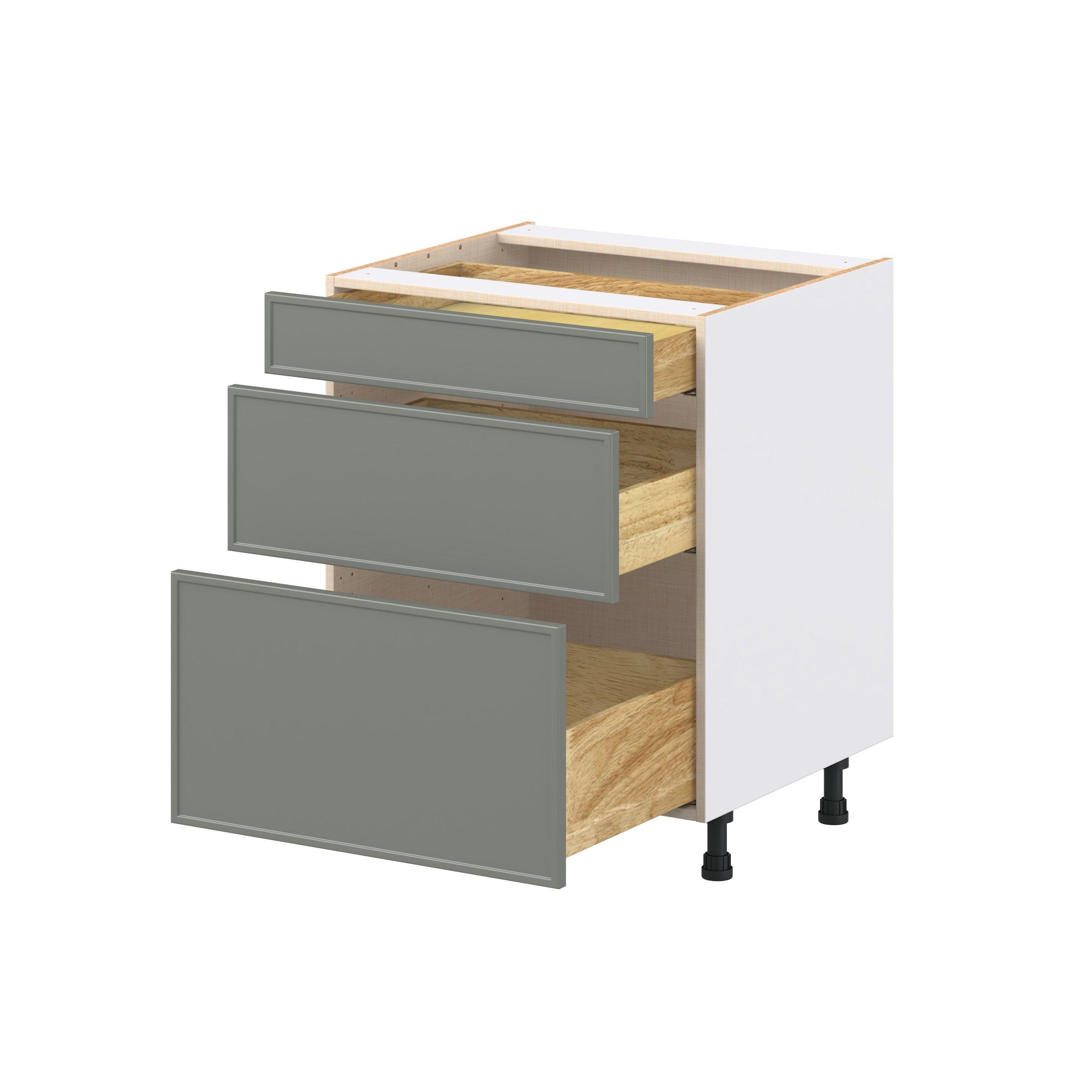 Linden 27 in. Painted Moss Green Drawer Base Cabinet