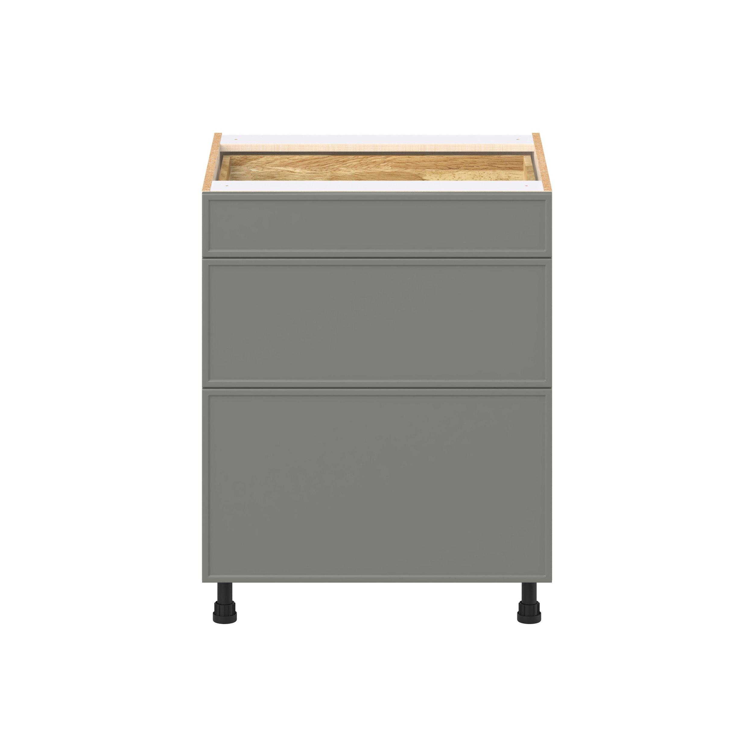 Linden 27 in. Painted Moss Green Drawer Base Cabinet