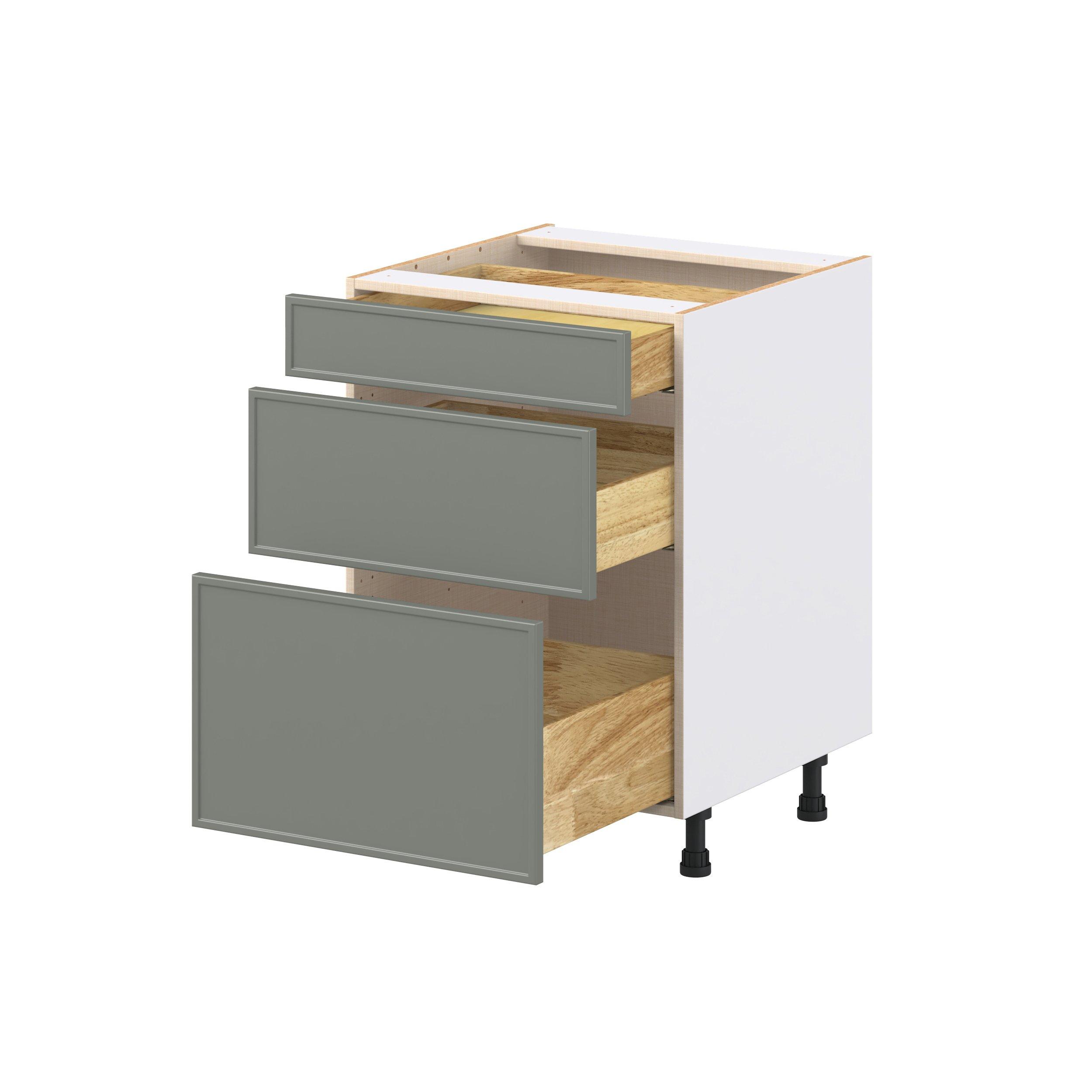 Linden 24 in. Painted Moss Green Drawer Base Cabinet