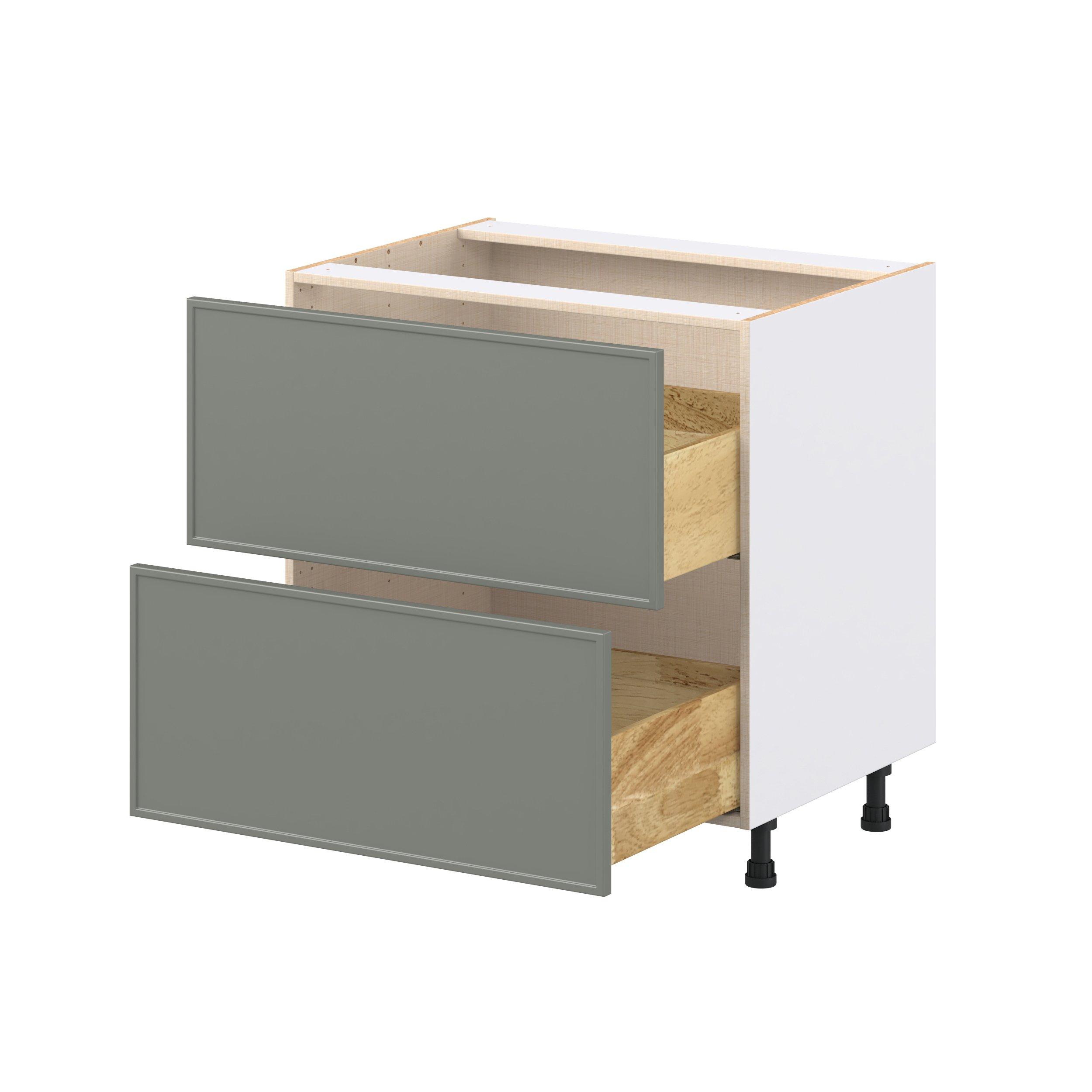 Linden 33 in. Painted Moss Green Drawer Base Cabinet