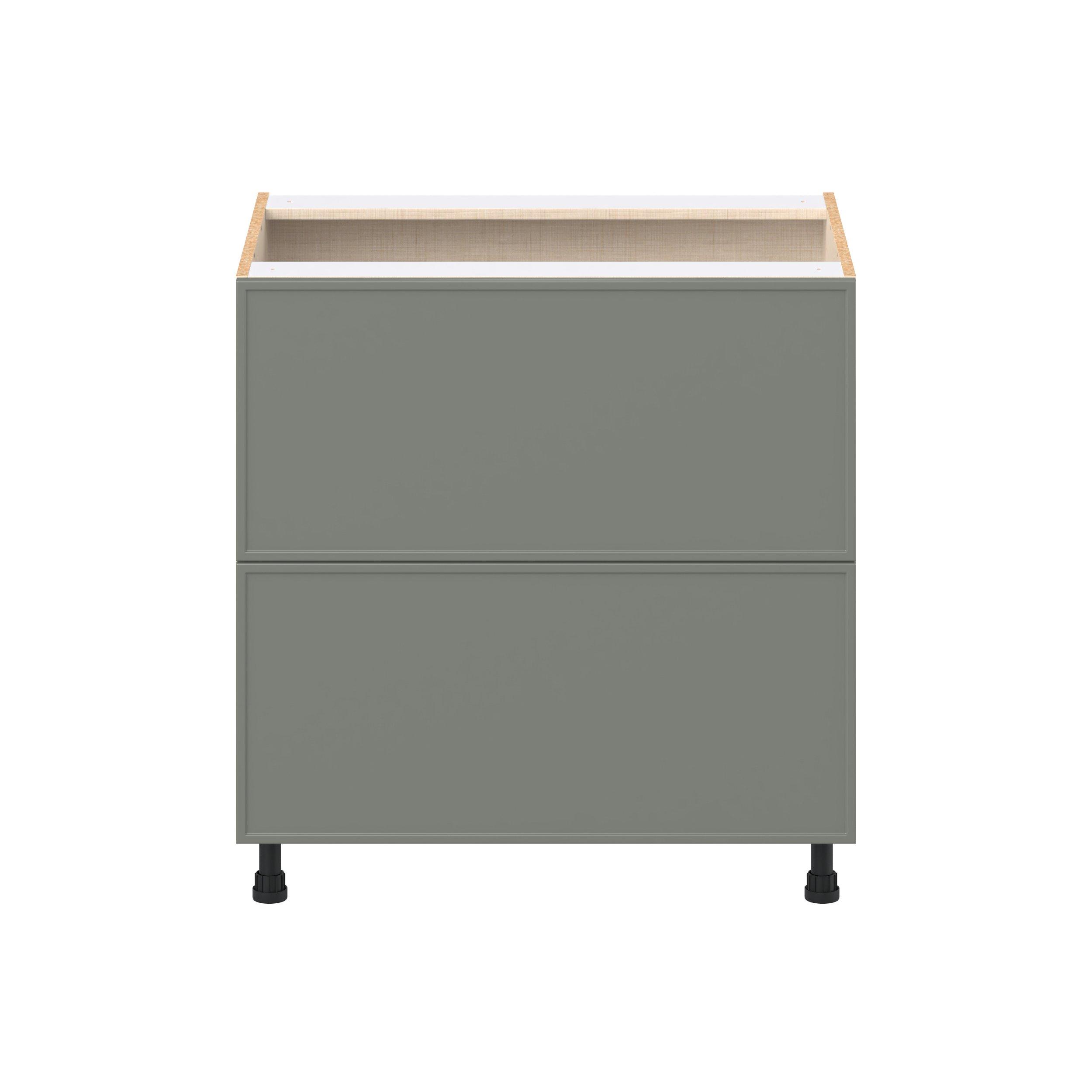 Linden 33 in. Painted Moss Green Drawer Base Cabinet