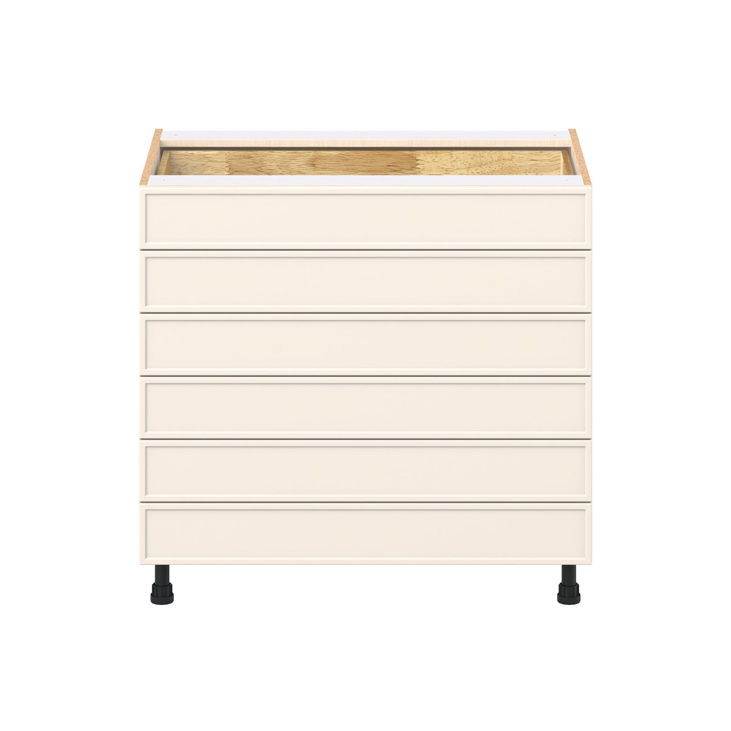 Linden 36 in. Painted Washed Linen Drawer Base Cabinet