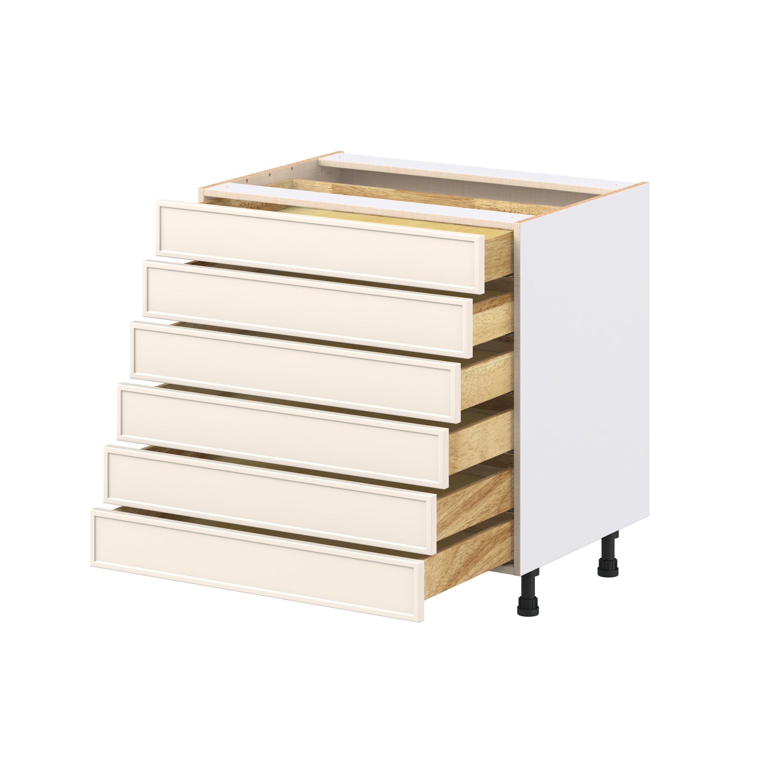 Linden 33 in. Painted Washed Linen Drawer Base Cabinet