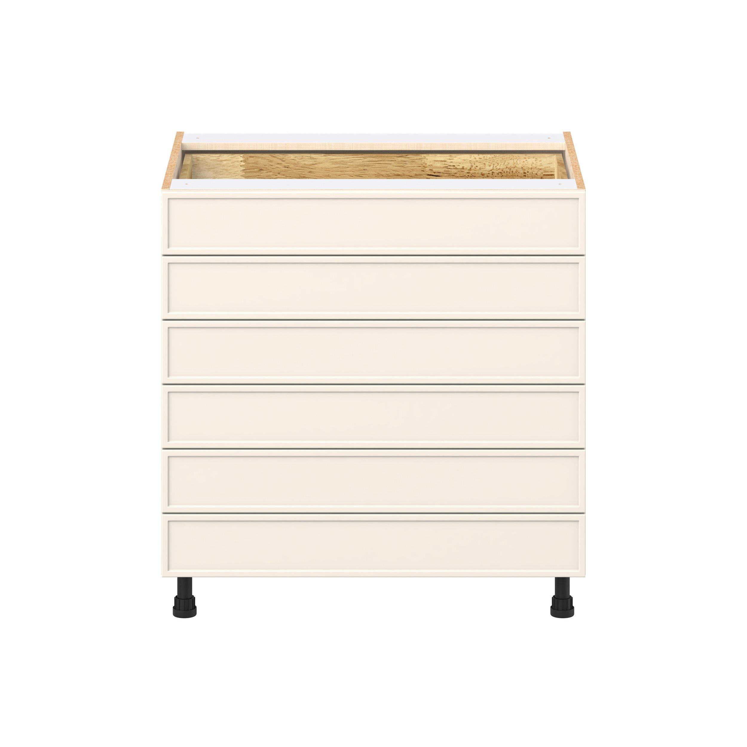 Linden 33 in. Painted Washed Linen Drawer Base Cabinet
