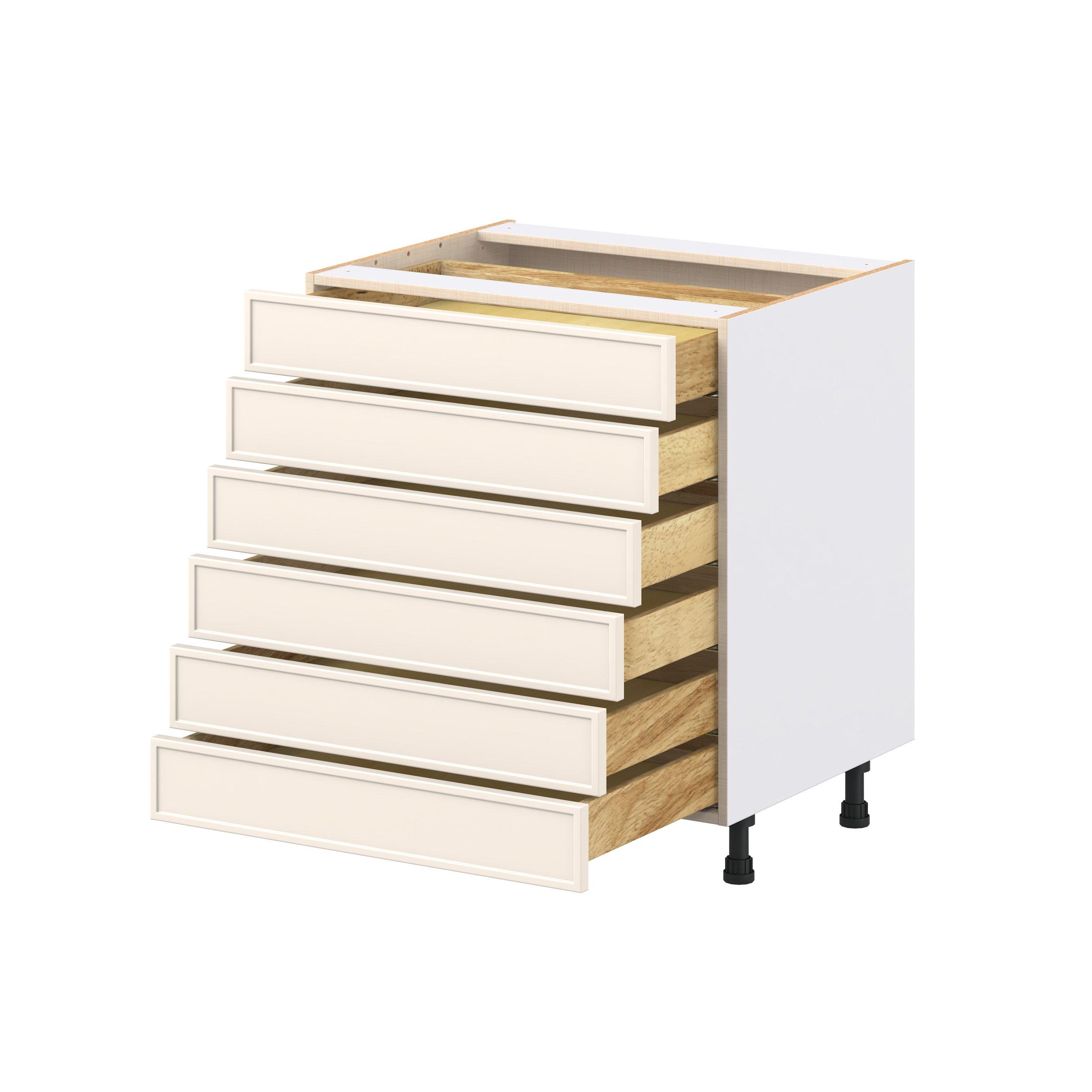 Linden 30 in. Painted Washed Linen Drawer Base Cabinet
