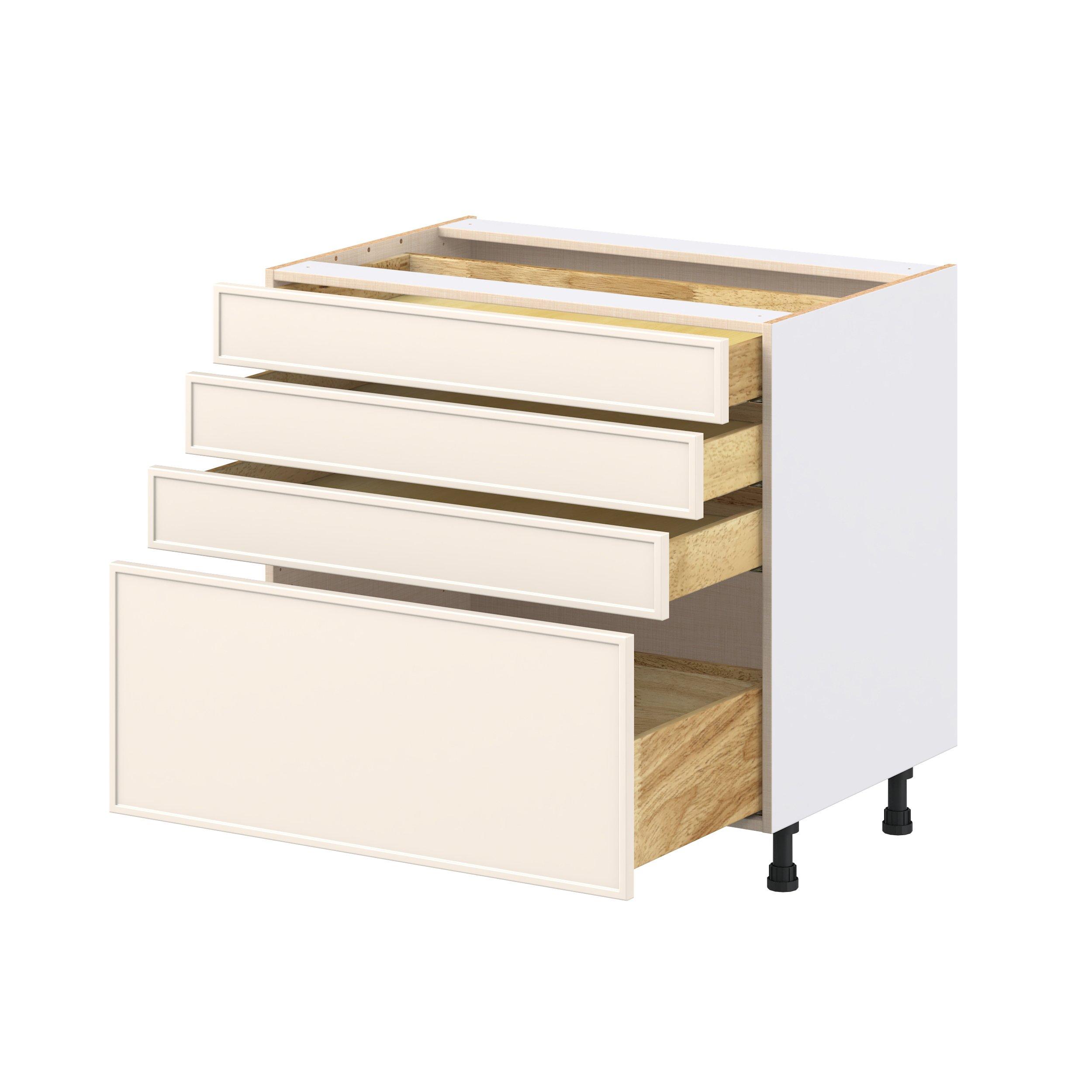 Linden 36 in. Painted Washed Linen Drawer Base Cabinet