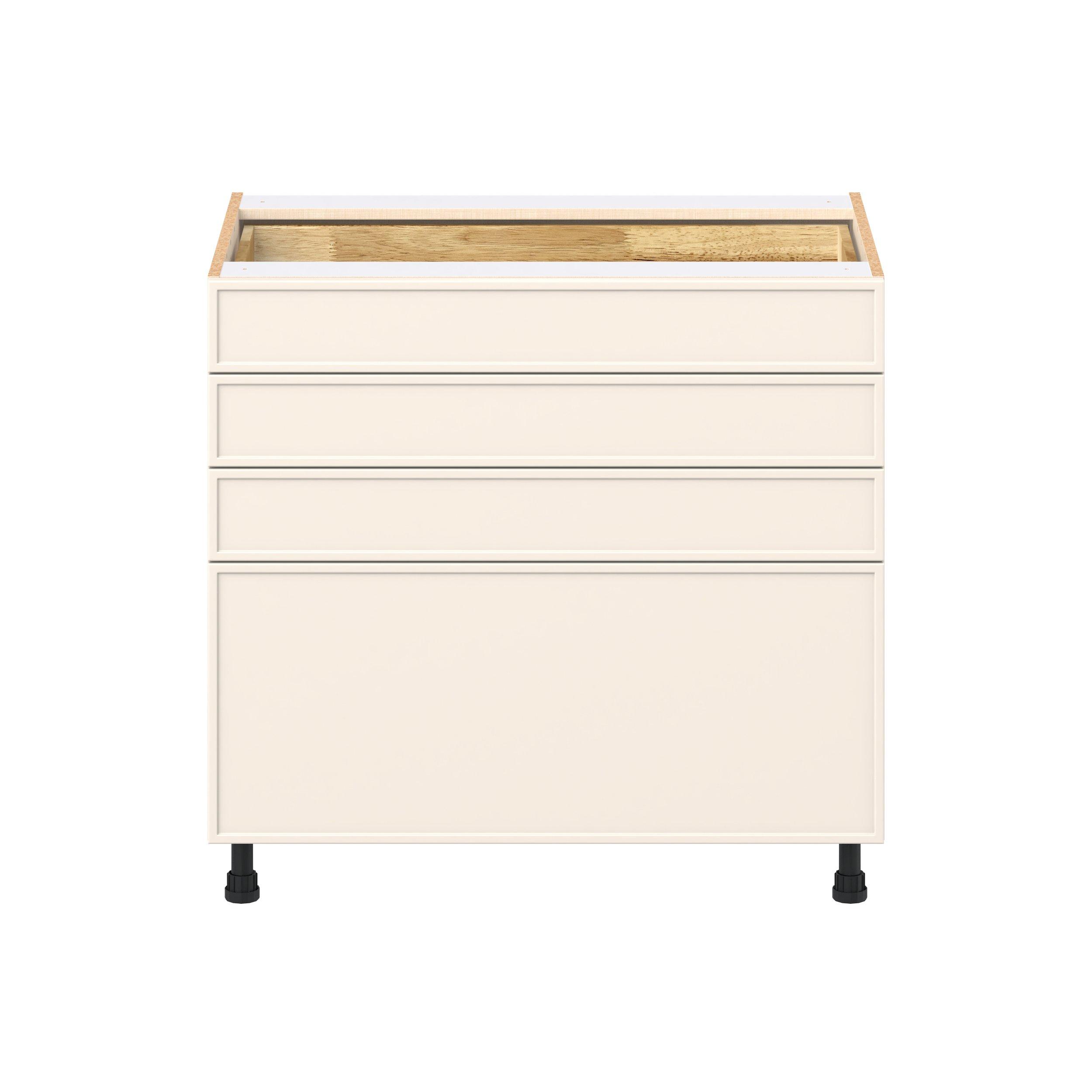 Linden 36 in. Painted Washed Linen Drawer Base Cabinet