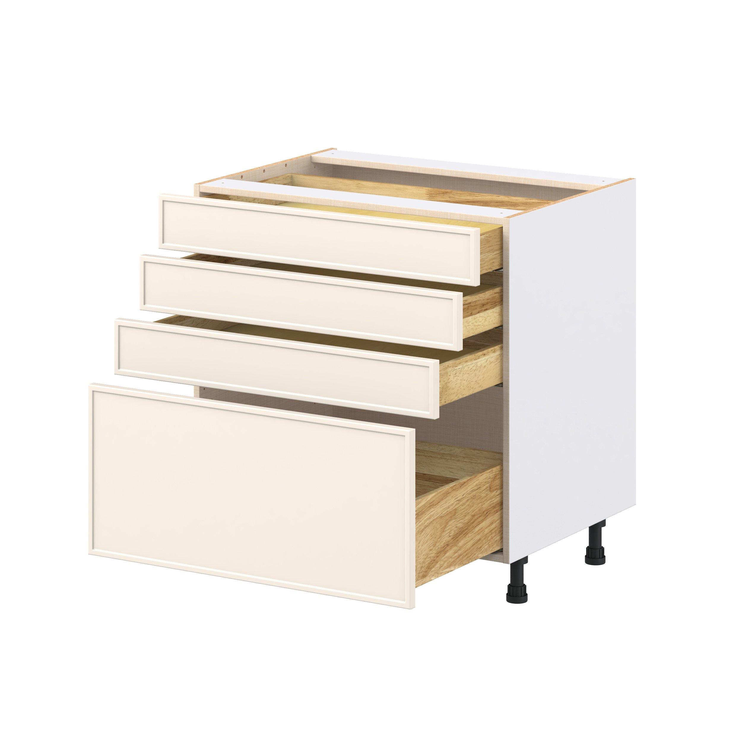 Linden 33 in. Painted Washed Linen Drawer Base Cabinet