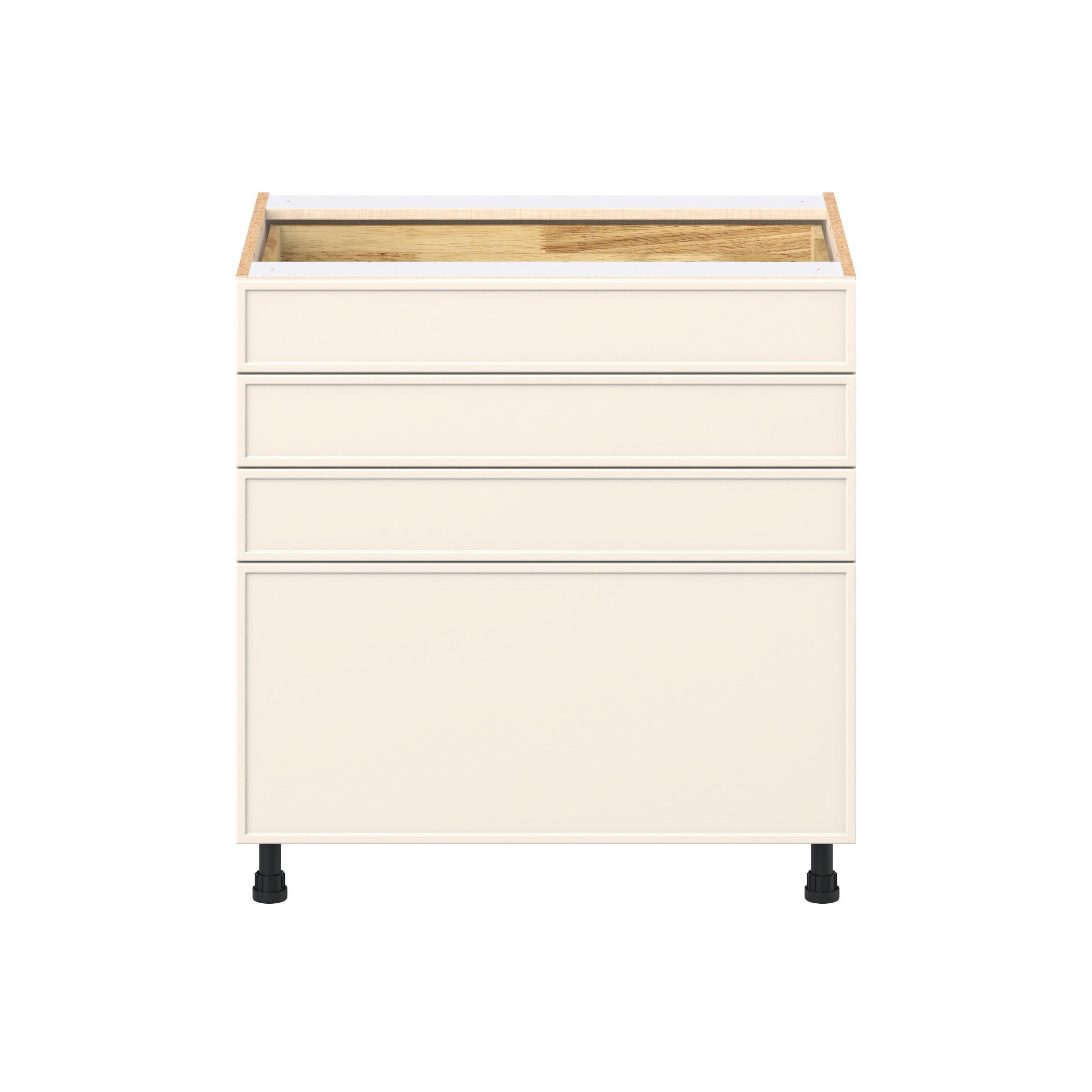 Linden 33 in. Painted Washed Linen Drawer Base Cabinet