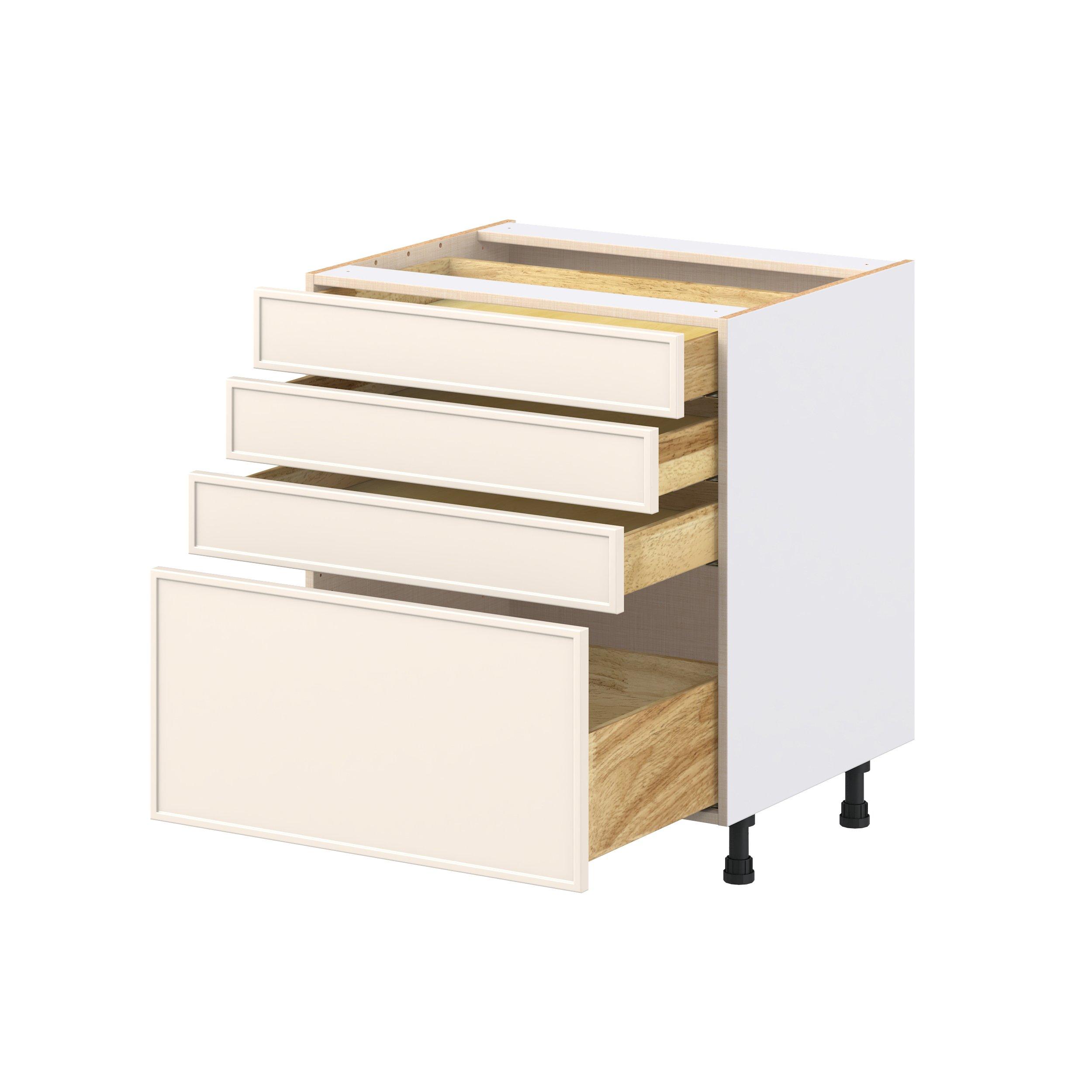 Linden 30 in. Painted Washed Linen Drawer Base Cabinet