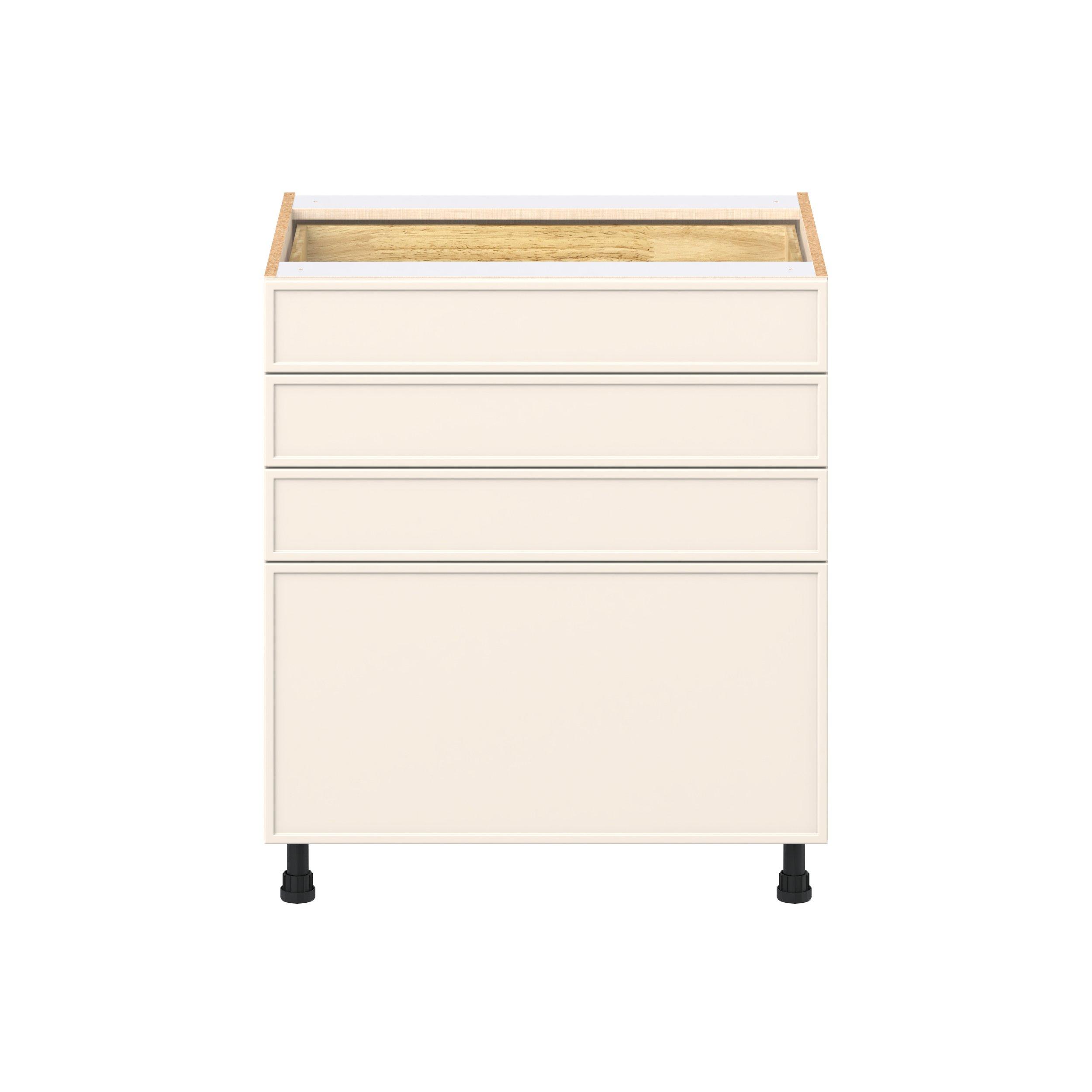 Linden 30 in. Painted Washed Linen Drawer Base Cabinet